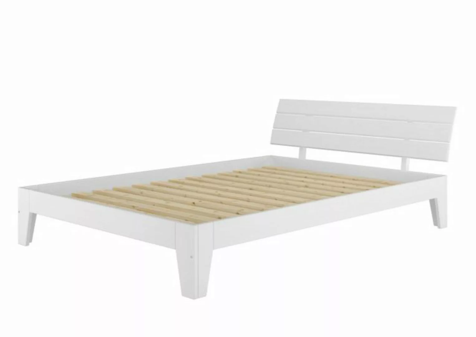 ERST-HOLZ Bett Doppelbett Massivholzbett Kiefer weiß überlang 160x220, Kief günstig online kaufen