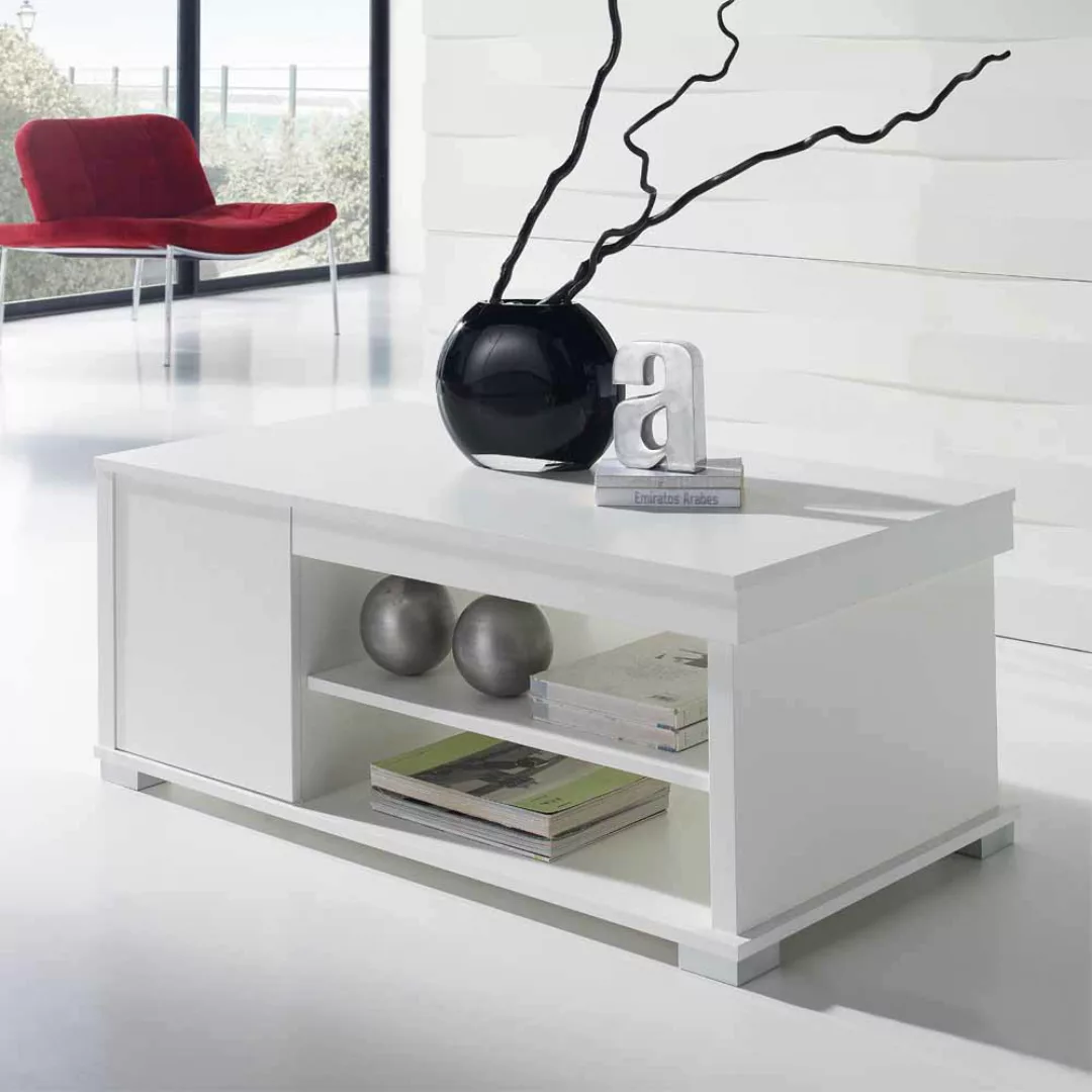 Wohnzimmer Couchtisch in Weiß Tischplatte hochklappbar günstig online kaufen