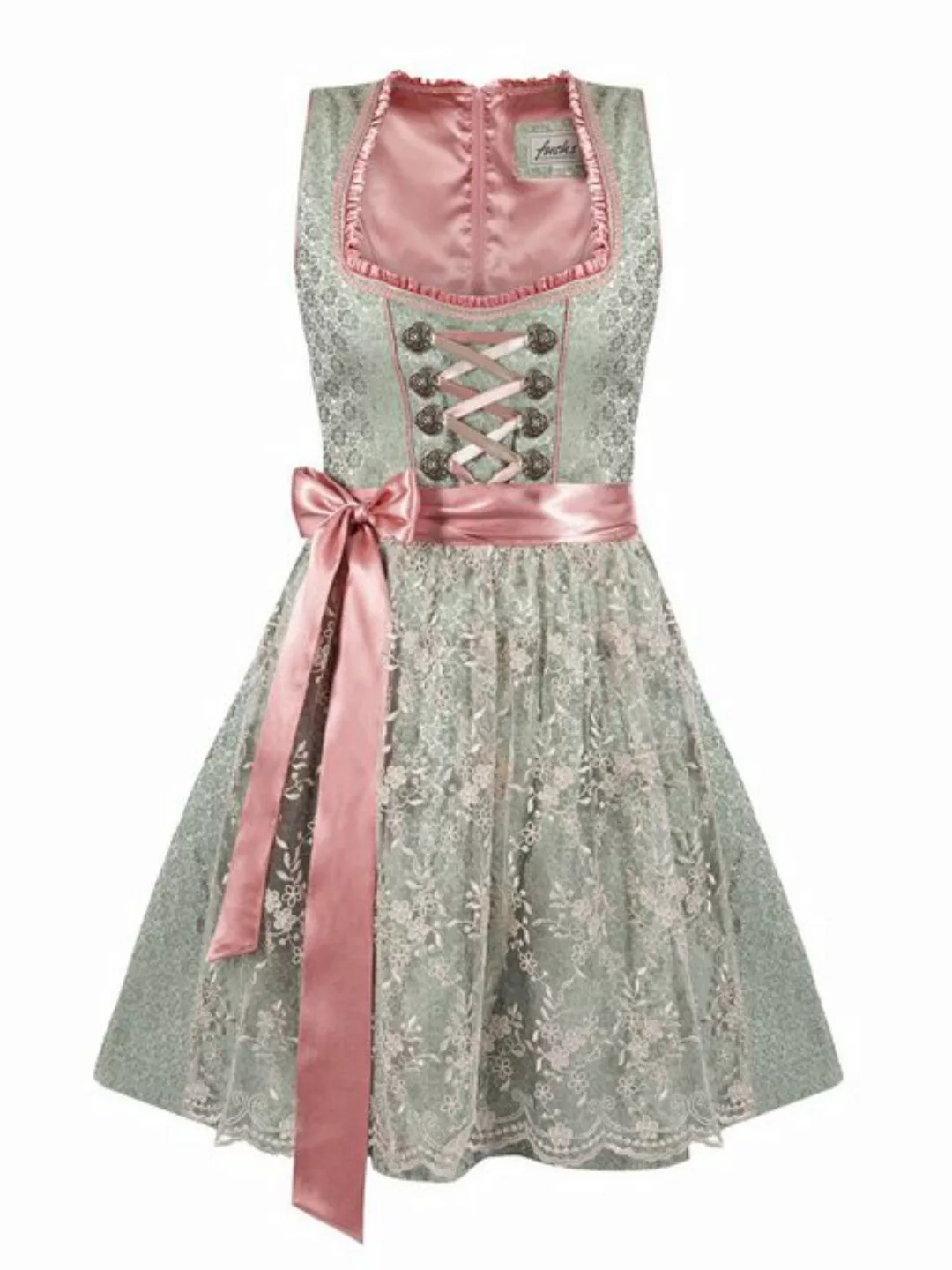 Trachten24.de Dirndl Mini Dirndl Alma grün-rosa (2-tlg) Rockteil 50cm günstig online kaufen