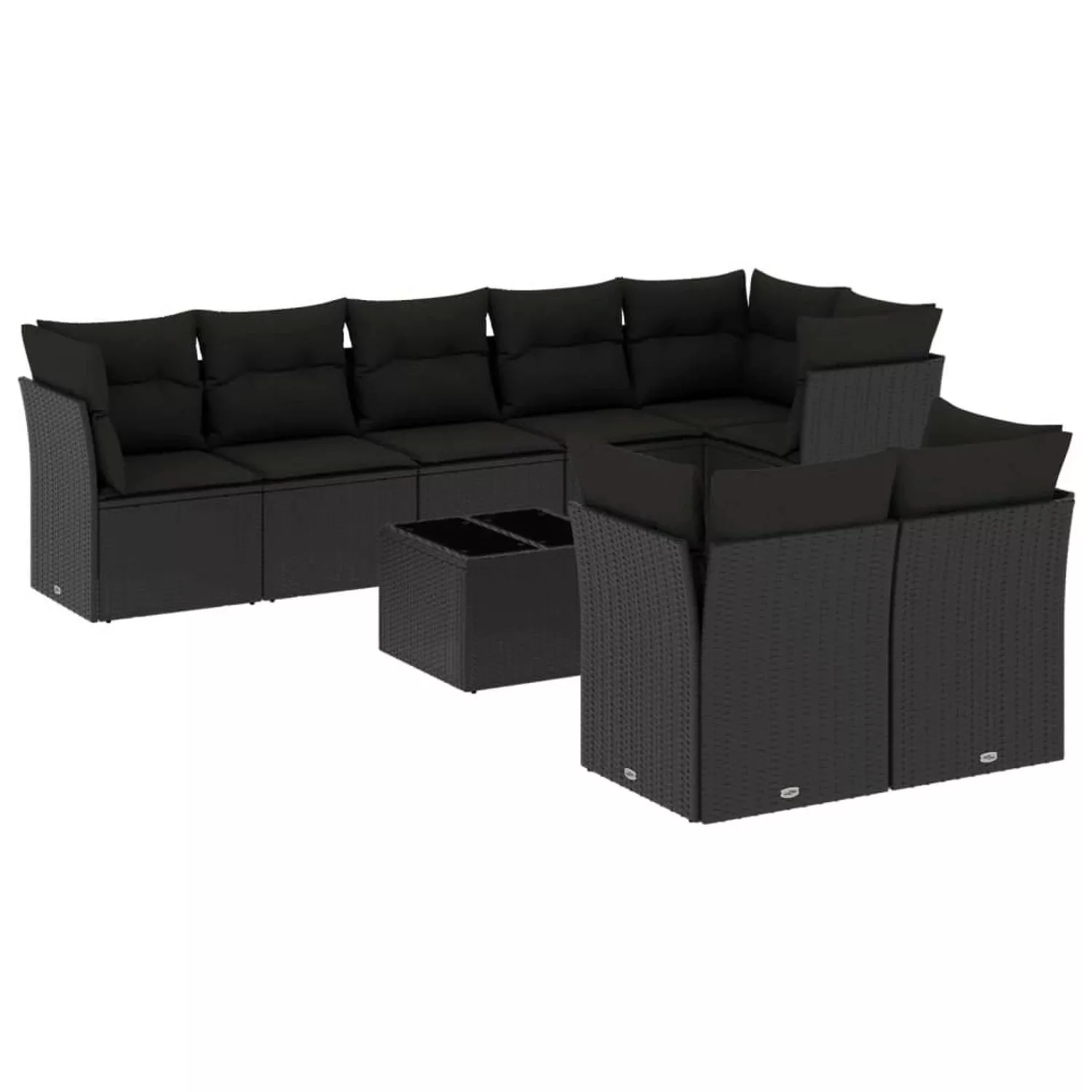 vidaXL 9-tlg Garten-Sofagarnitur mit Kissen Schwarz Poly Rattan Modell 3 günstig online kaufen