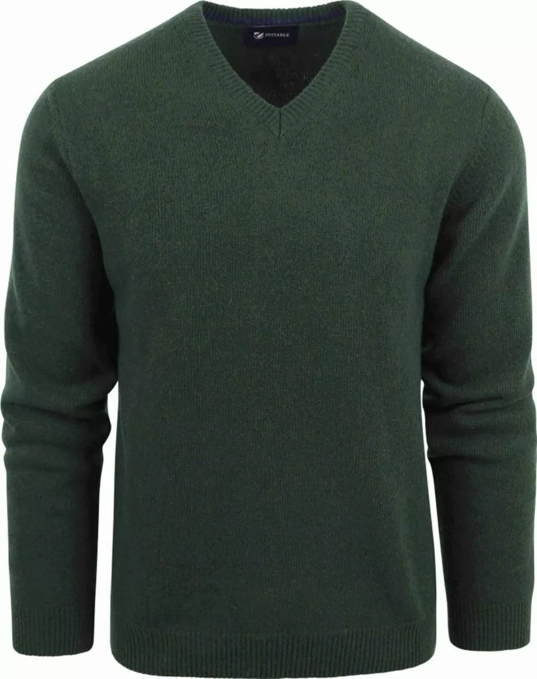 Suitable Lammwolle Pullover V-Ausschnitt Dunkelgrün - Größe XL günstig online kaufen