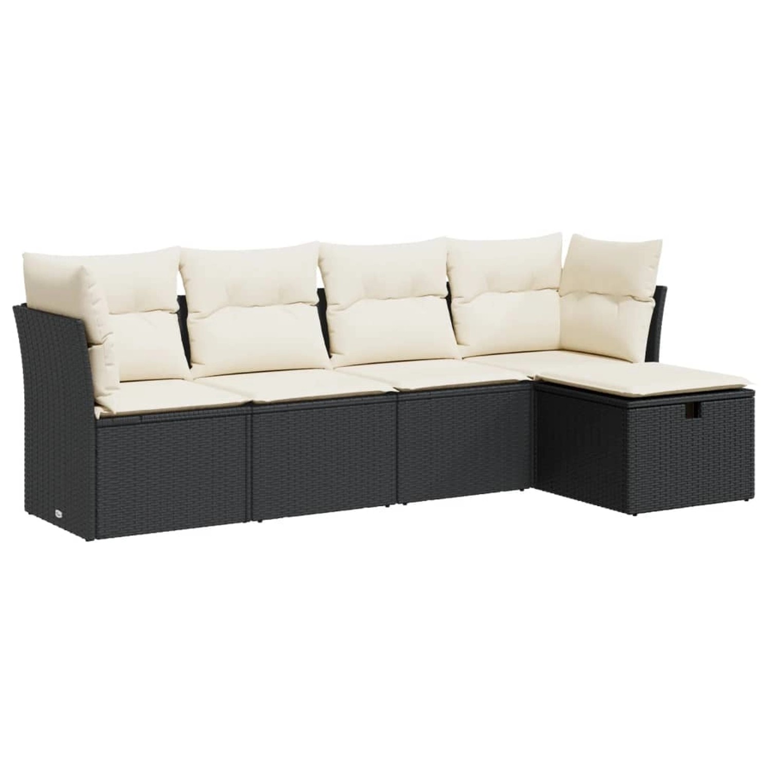 vidaXL 5-Tlg Garten-Sofagarnitur mit Kissen Schwarz Poly Rattan 3325262 günstig online kaufen