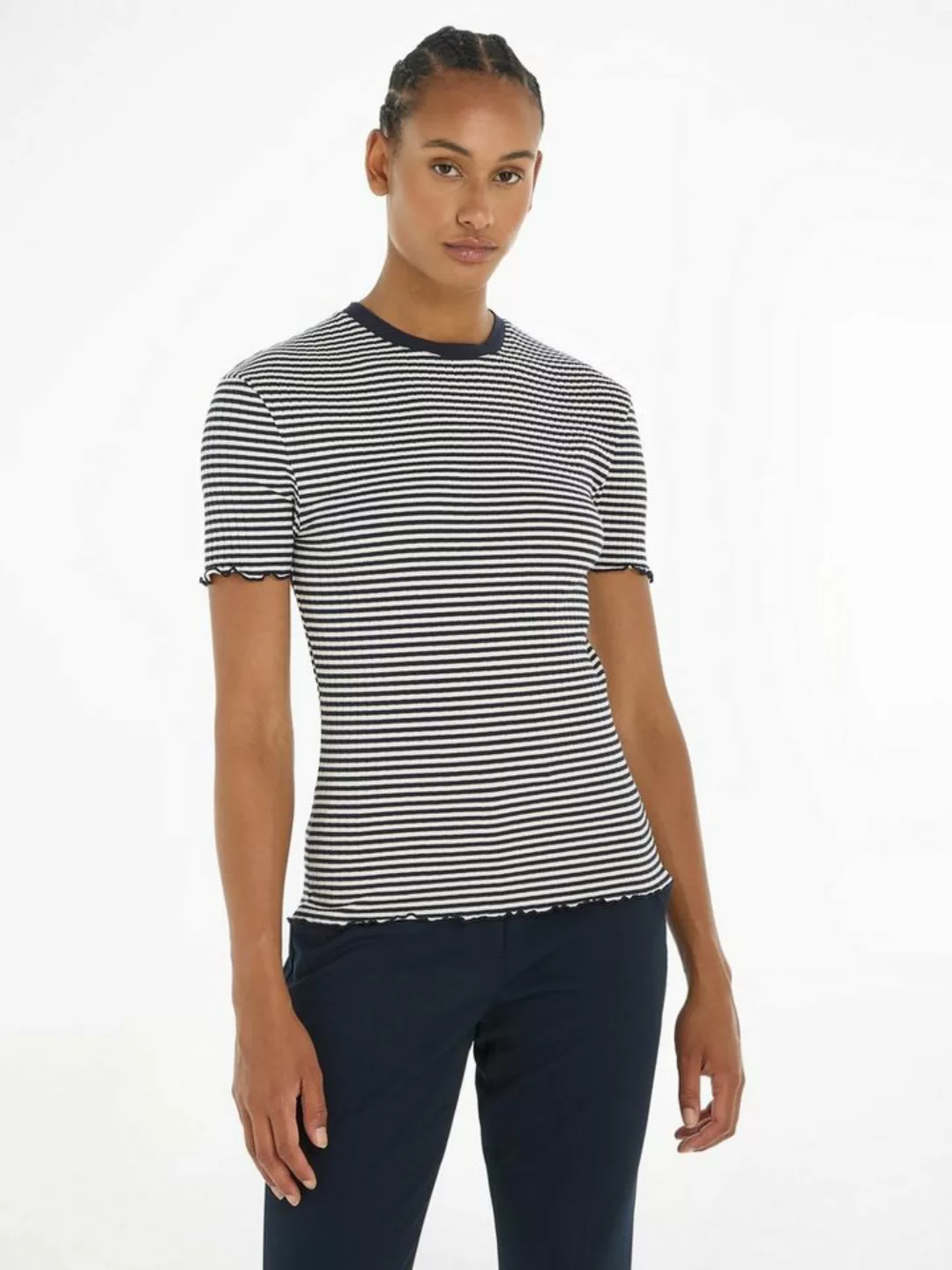 Tommy Hilfiger T-Shirt SLIM CTN MODAL RIB STP C-NK SS mit Streifenmuster günstig online kaufen