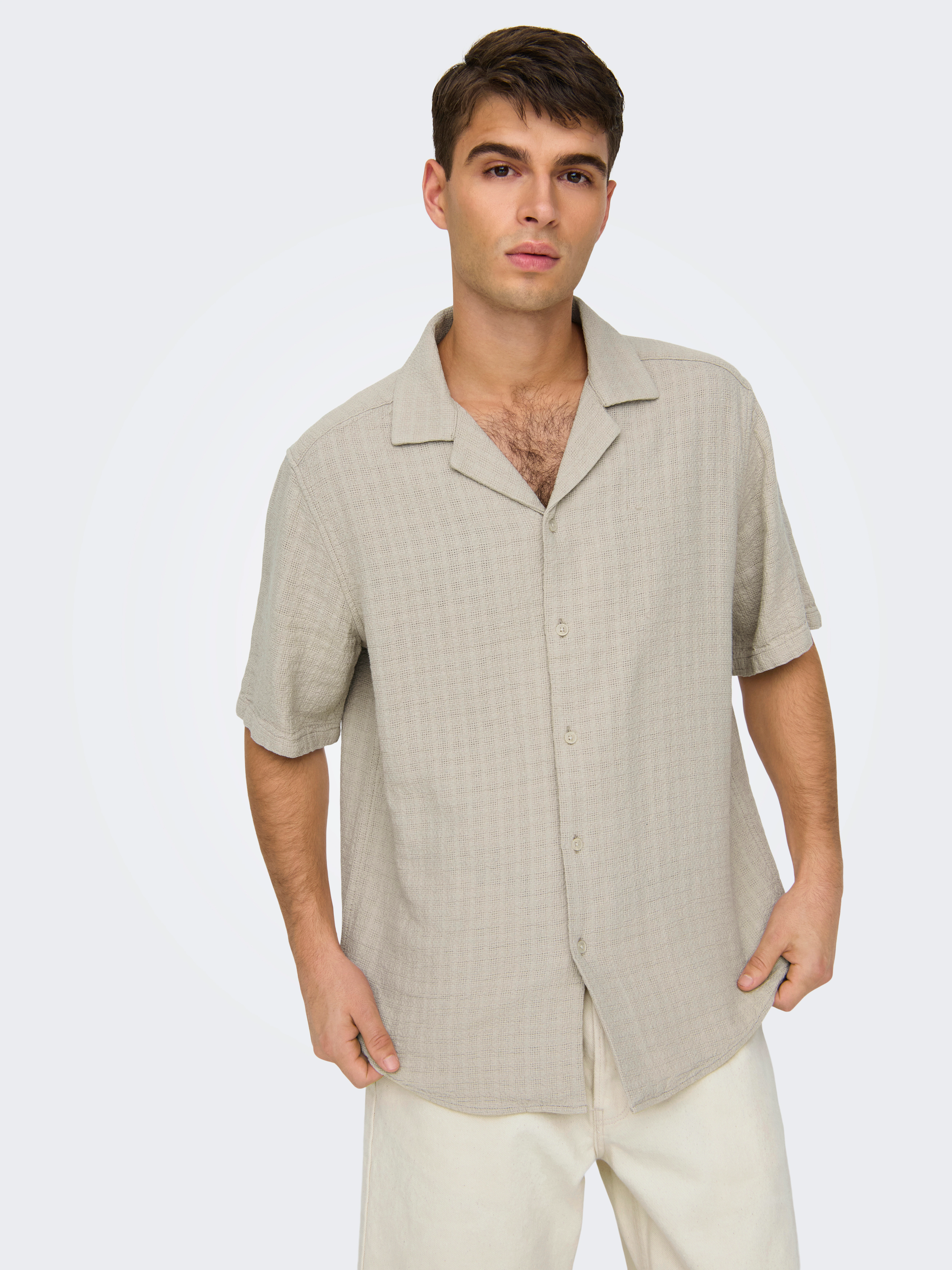 ONLY & SONS Kurzarmhemd "ONSLATHAM RLXSS RESORT LINEN STRUC 0257" günstig online kaufen