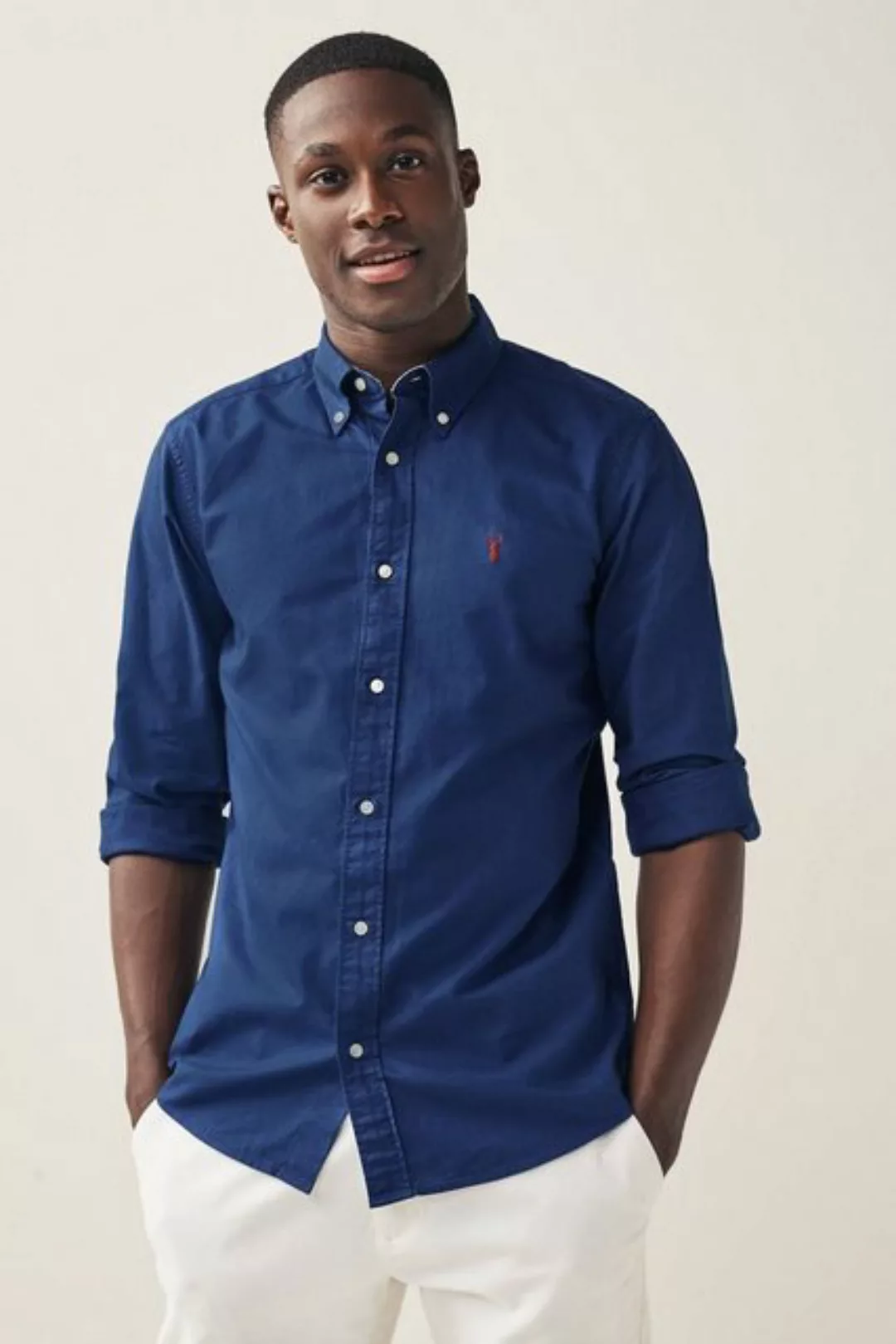 Next Langarmhemd Langärmeliges Slim Fit Oxfordhemd (1-tlg) günstig online kaufen