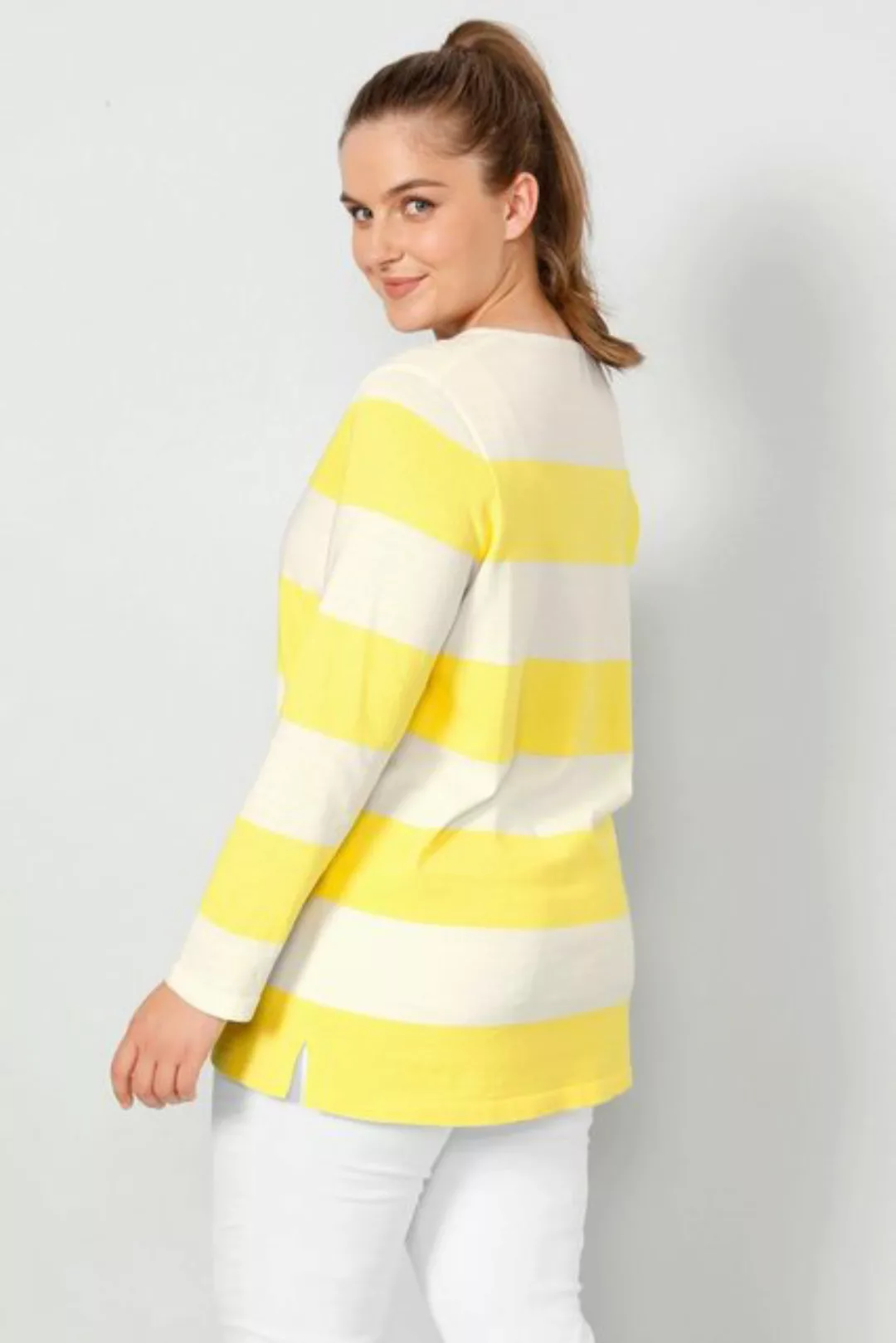 Janet & Joyce Sweatshirt Pullover Regular Fit Blockstreifen V-Ausschnitt günstig online kaufen