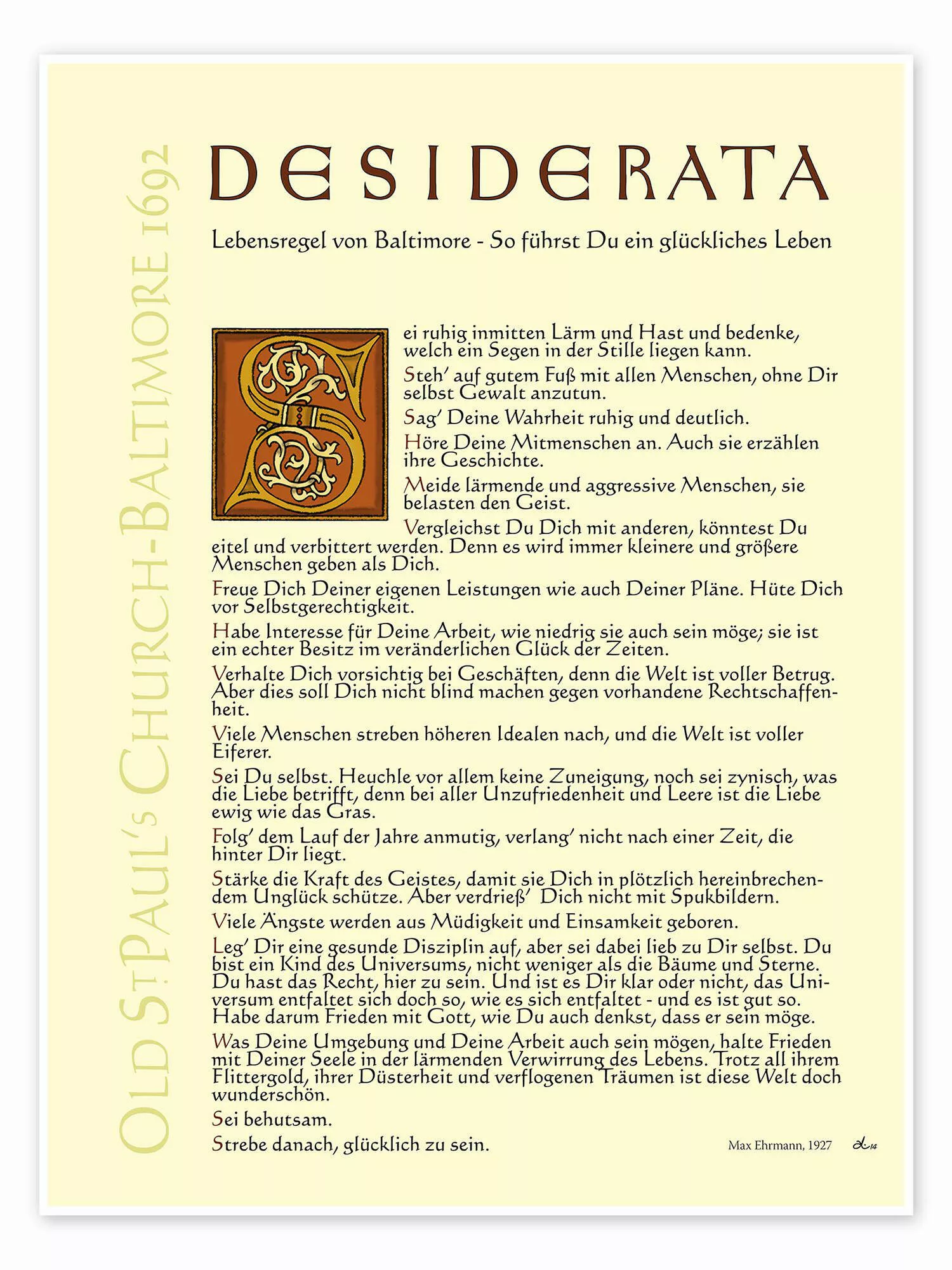 Posterlounge Poster Dirk H. Wendt, Desiderata günstig online kaufen