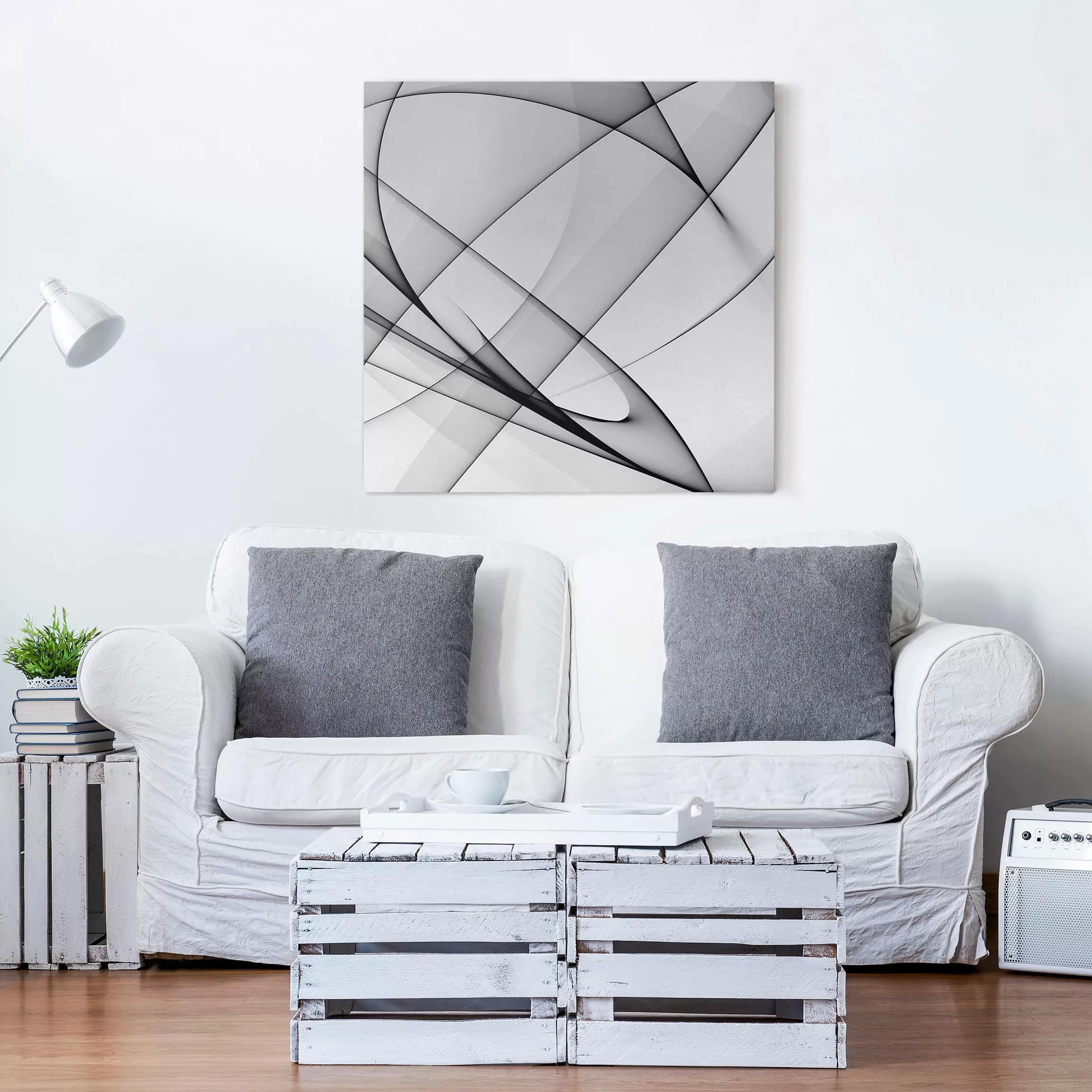 Leinwandbild Schwarz-Weiß - Quadrat Winter Shapes günstig online kaufen