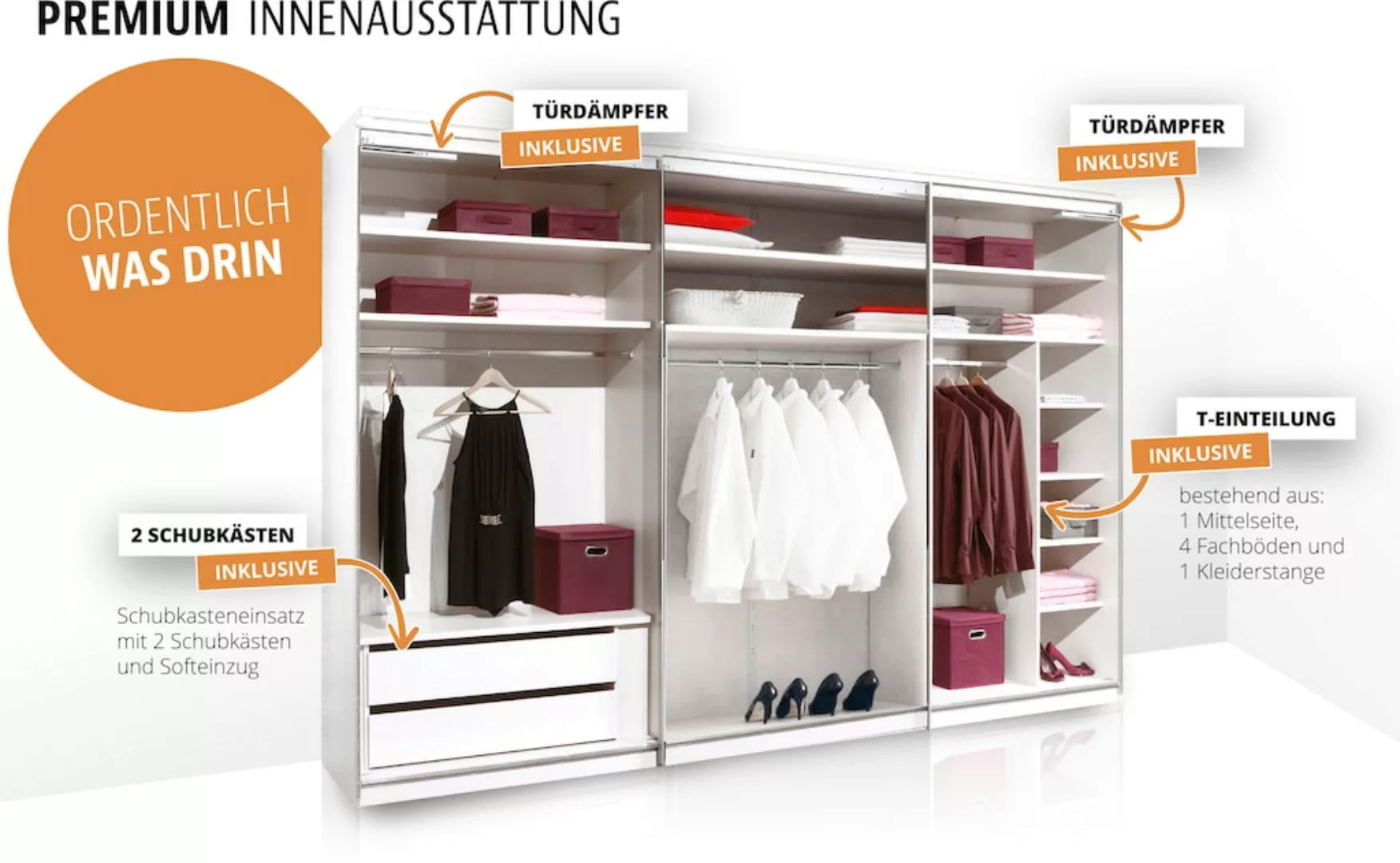 STAUD Schwebetürenschrank "Includo, Made in Germany", Mit vier verschiedene günstig online kaufen