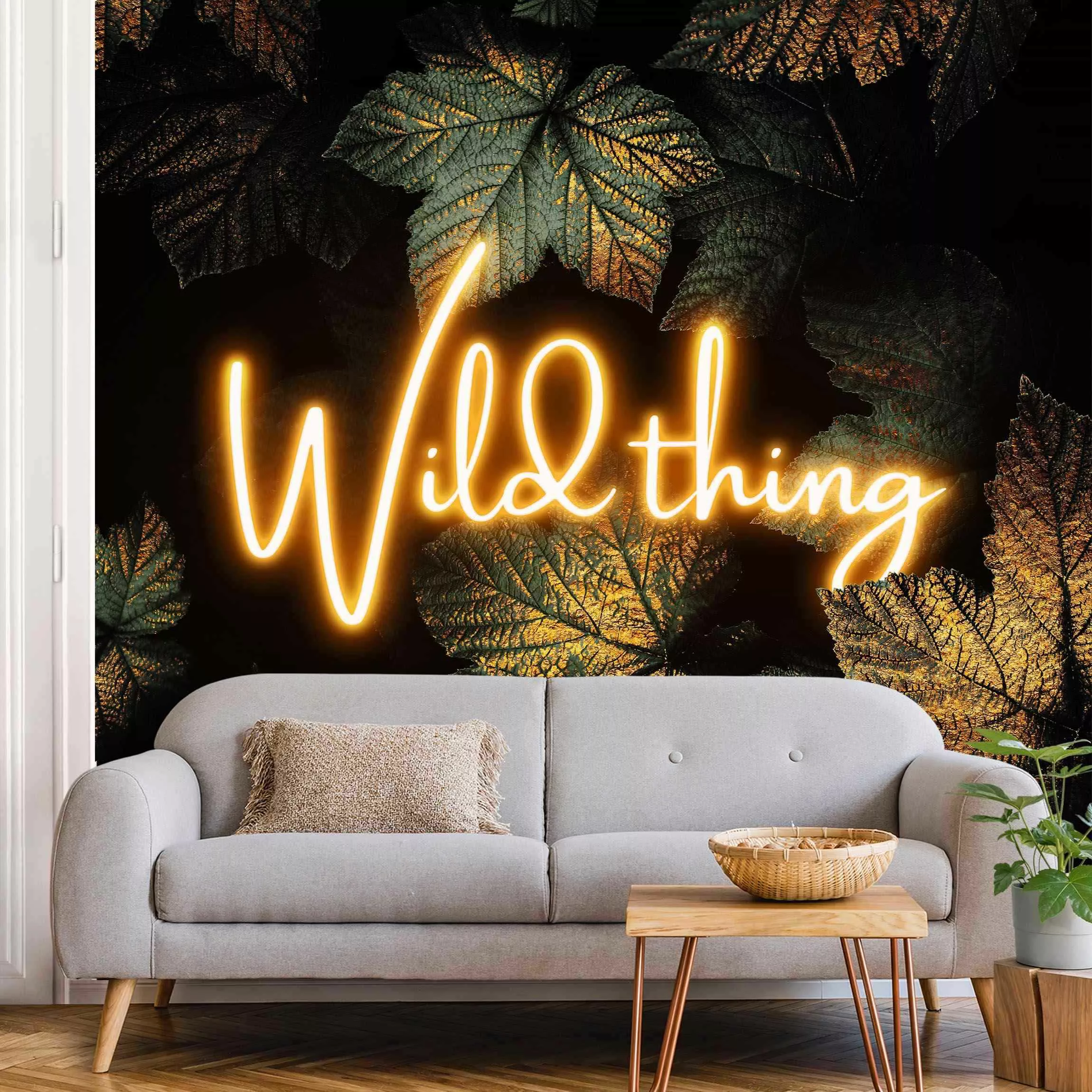 Fototapete Wild Thing goldene Blätter günstig online kaufen