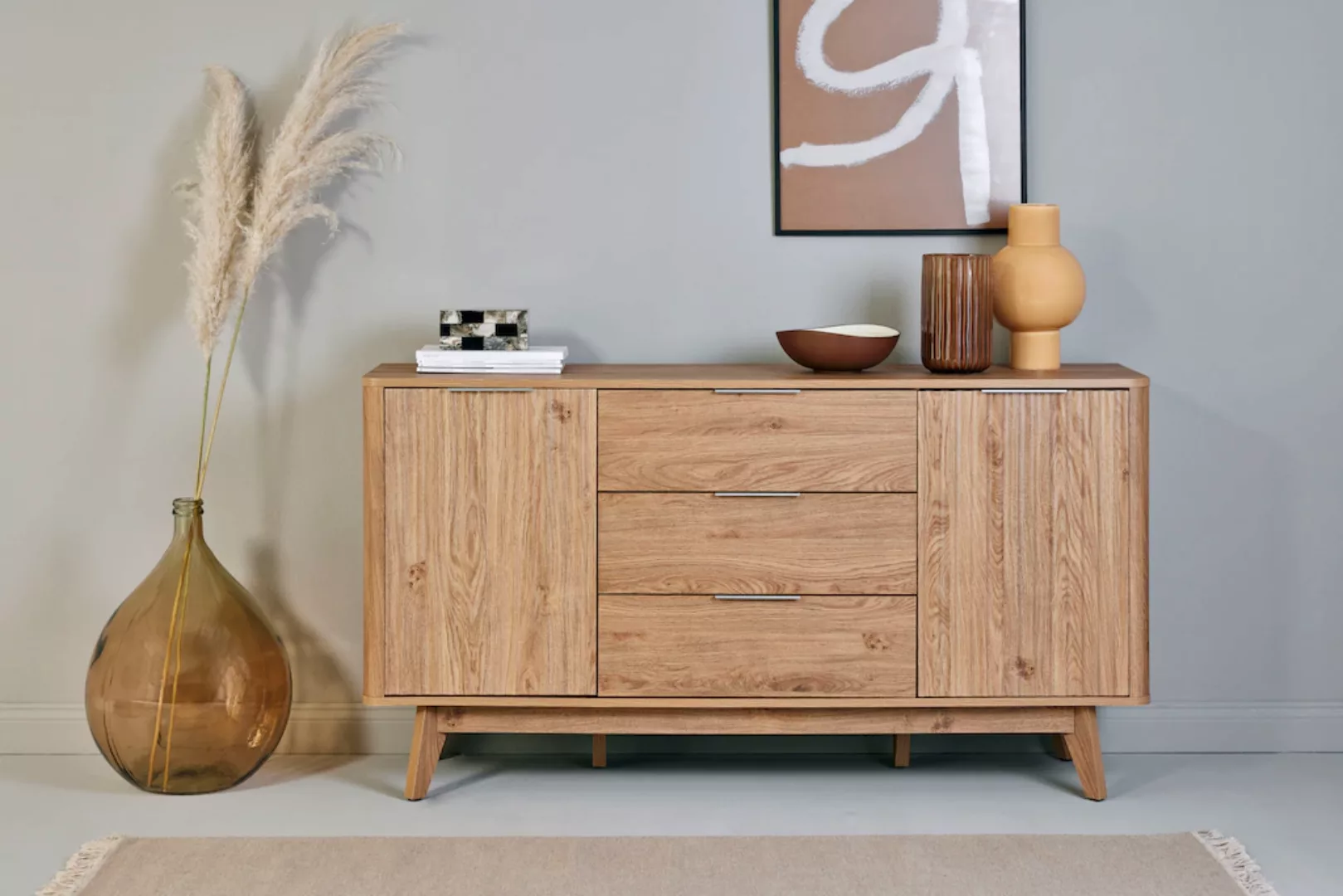 Jahnke Sideboard "WAVE SB 150", (1 St.), Sideboard, Retro-Stil, Front in We günstig online kaufen