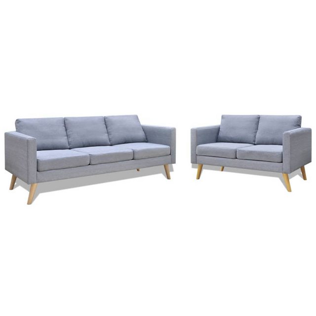 Sofa Set 2-sitzer Und 3-sitzer Stoff Hellgrau günstig online kaufen
