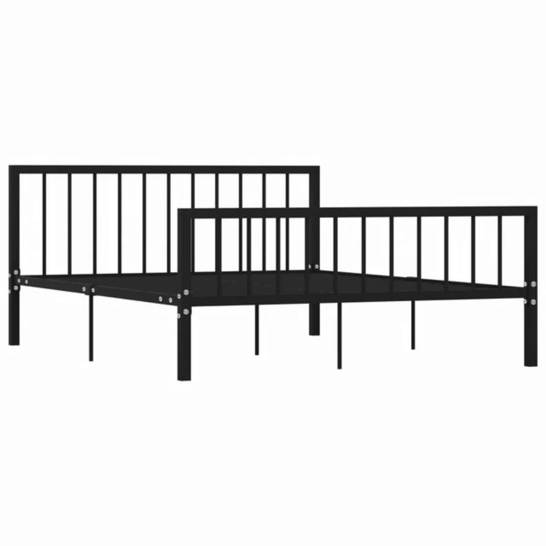 vidaXL Bettgestell Bettgestell Schwarz Metall 160200 cm Bett Bettrahmen Bet günstig online kaufen