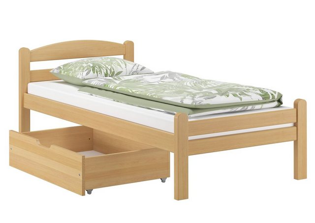 ERST-HOLZ Bett Einzelbett Gästebett massiv Buche Natur 90x200, Buchenholzfa günstig online kaufen