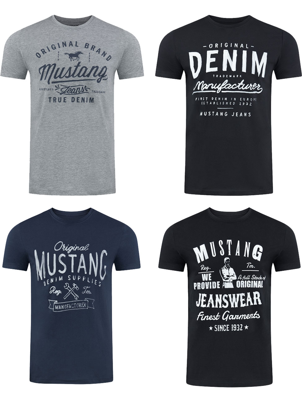 Mustang Herren T-Shirt Mustang Mehrfarbig Rundhals Regular Fit S bis 6XL 4e günstig online kaufen