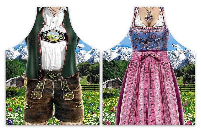 Close Up T-Shirt Kochschürzenset Dirndl & Lederhose (Bayerische Tracht) günstig online kaufen