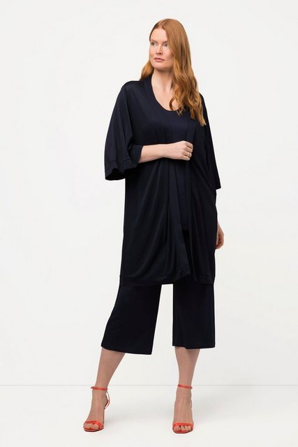 Ulla Popken Sommerjacke Kimono Slinky-Piqué Stehkragen Halbarm günstig online kaufen