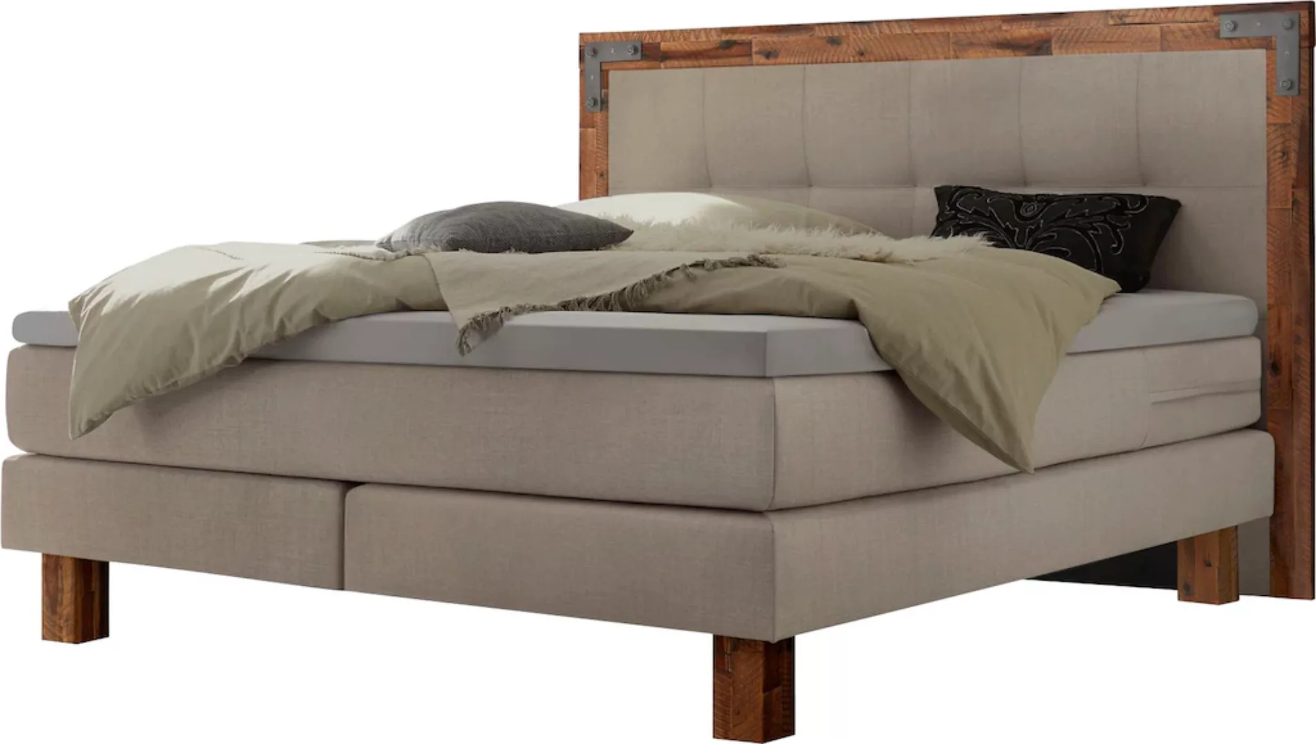 HASENA Boxspringbett Memphis, im Vintagelook, Massivholz-Umrandung, Tonnent günstig online kaufen