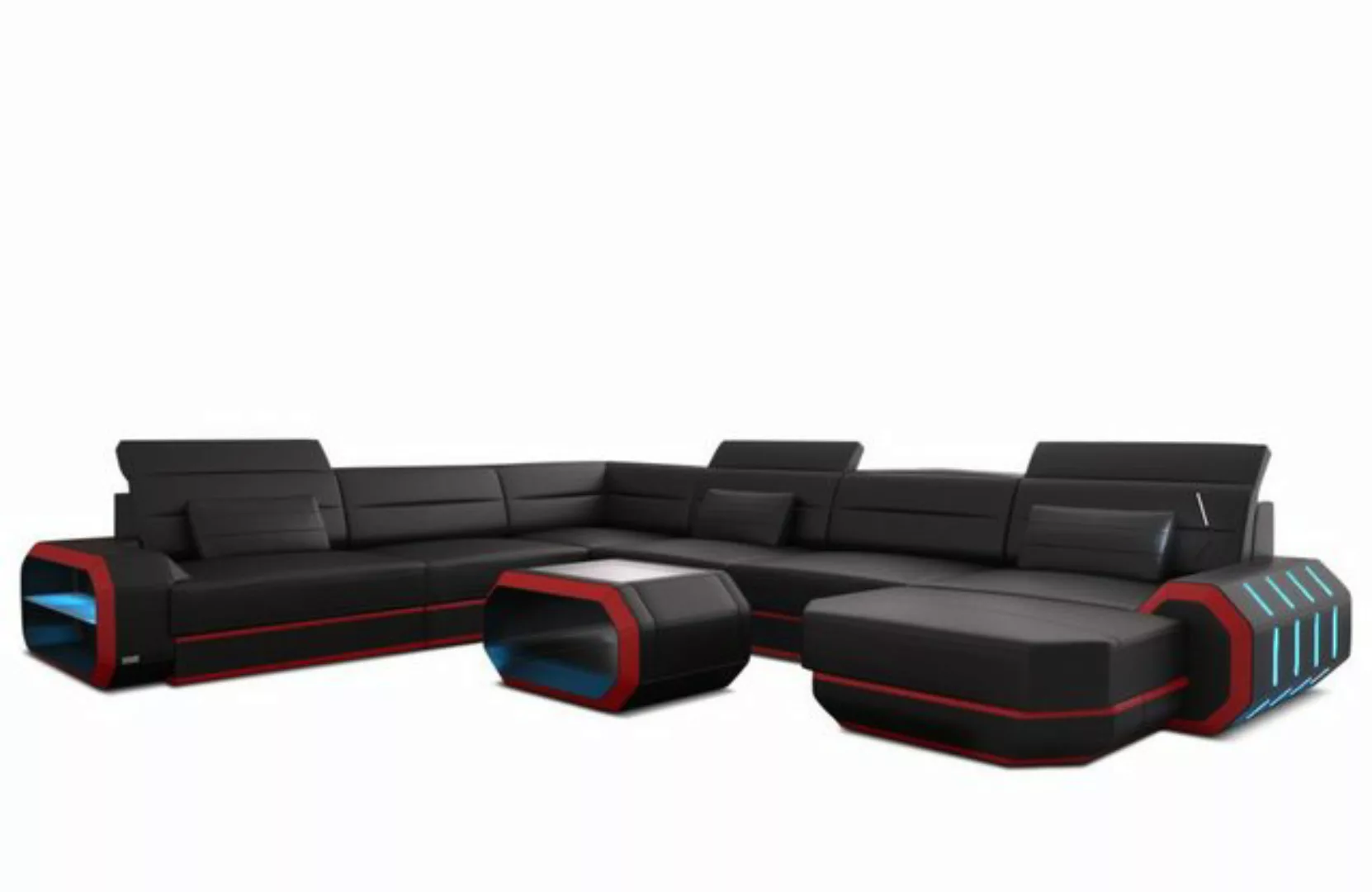 Sofa Dreams Wohnlandschaft Ledercouch Leder Sofa Roma XXL U Form Ledersofa, günstig online kaufen