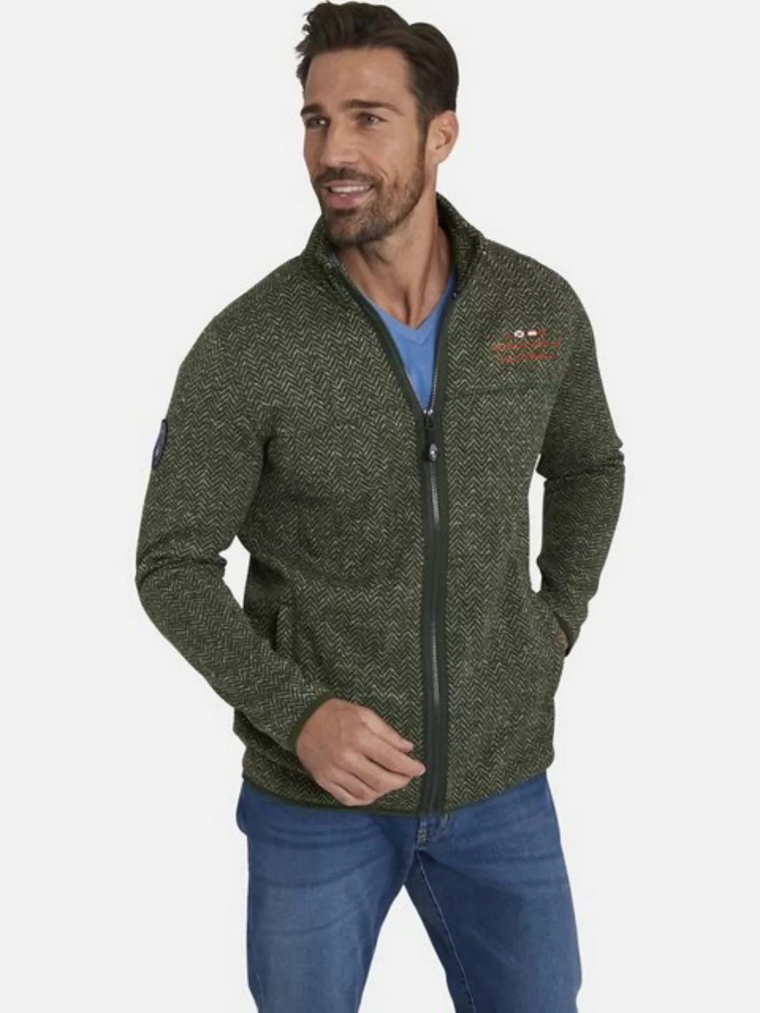 Jan Vanderstorm Sweatjacke KOLMUND mit Zick-Zack-Muster günstig online kaufen