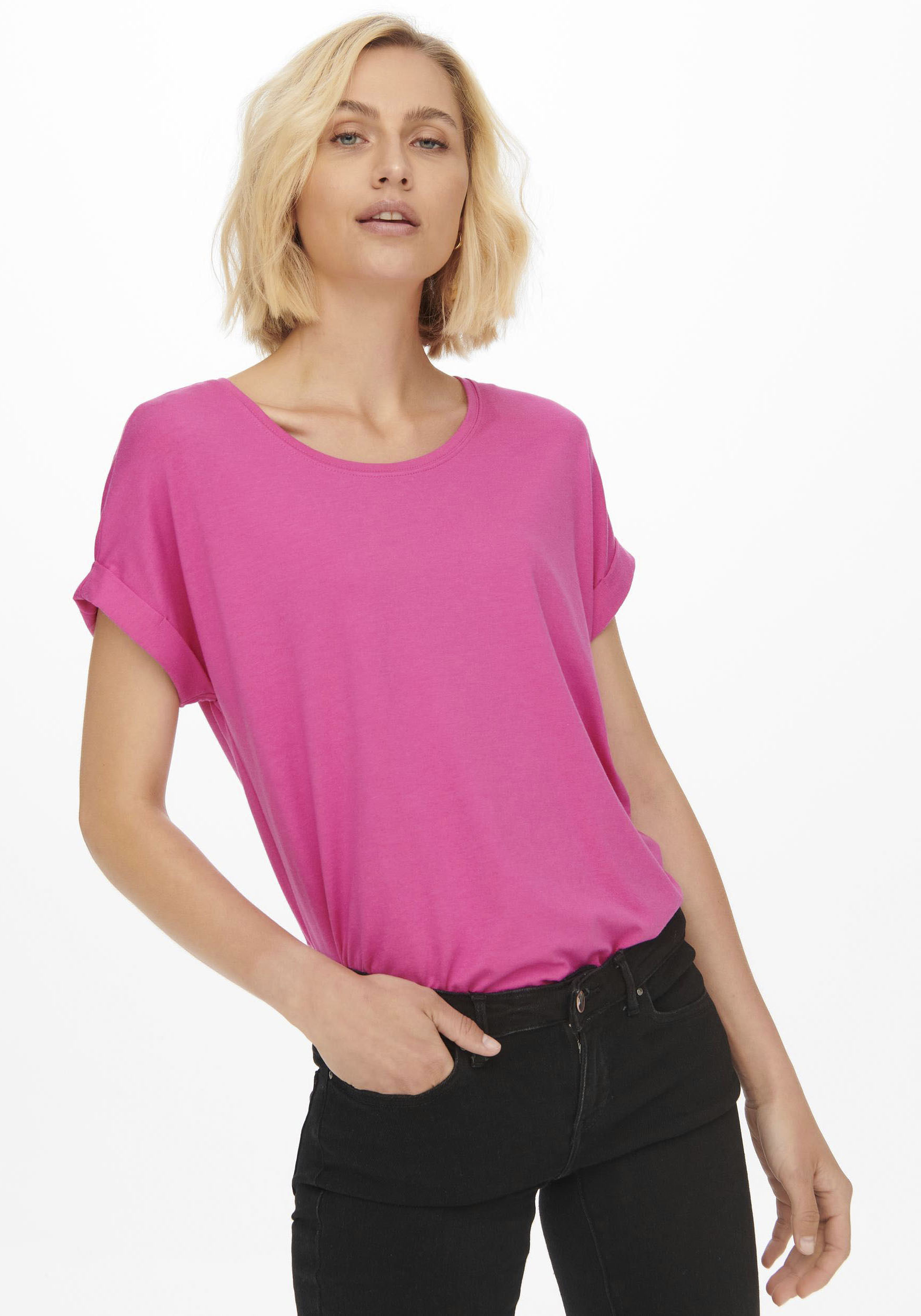 ONLY T-Shirt "ONLMOSTER – Kurzarmshirt mit Aufschlag und klassischem Look", günstig online kaufen