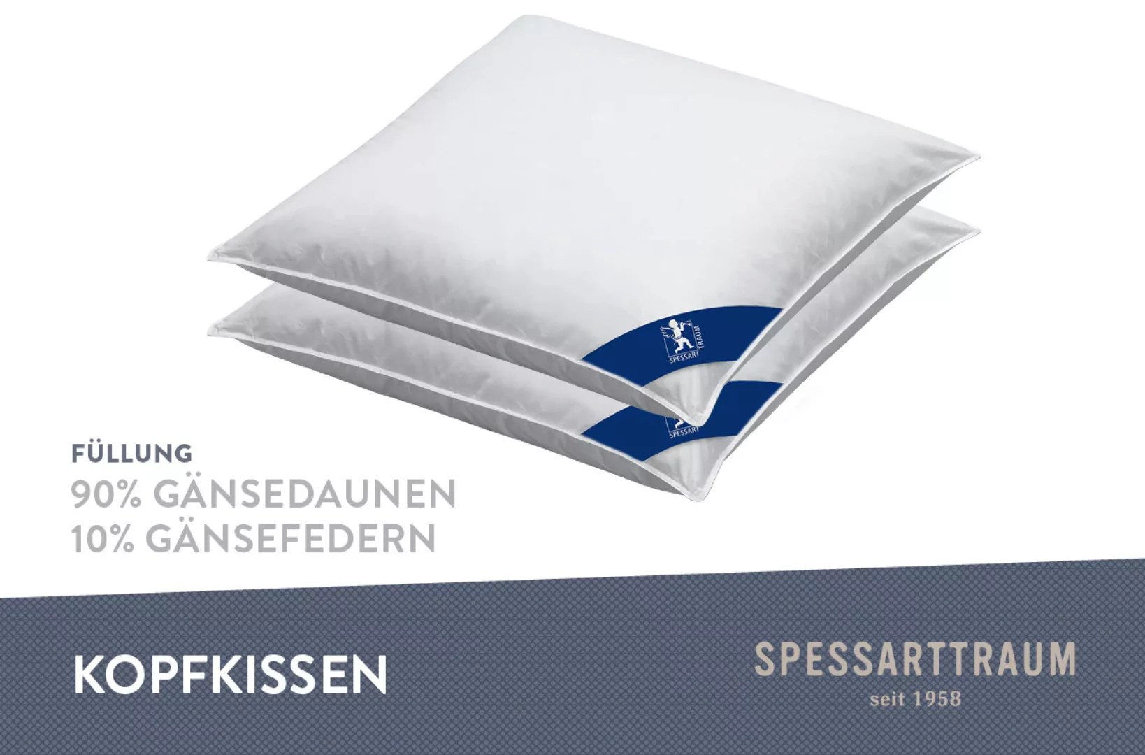 SPESSARTTRAUM Gänsedaunenkopfkissen »Premium«, Füllung: 90% Gänsedaunen, 10 günstig online kaufen