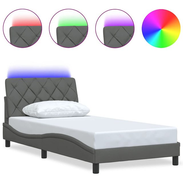 vidaXL Bett, Bettgestell mit LED ohne Matratze Dunkelgrau 100x200 cm Stoff günstig online kaufen