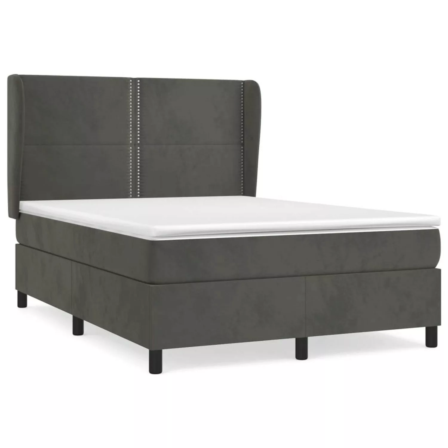 vidaXL Boxspringbett mit Matratze Dunkelgrau 140x190 cm Samt1399800 günstig online kaufen