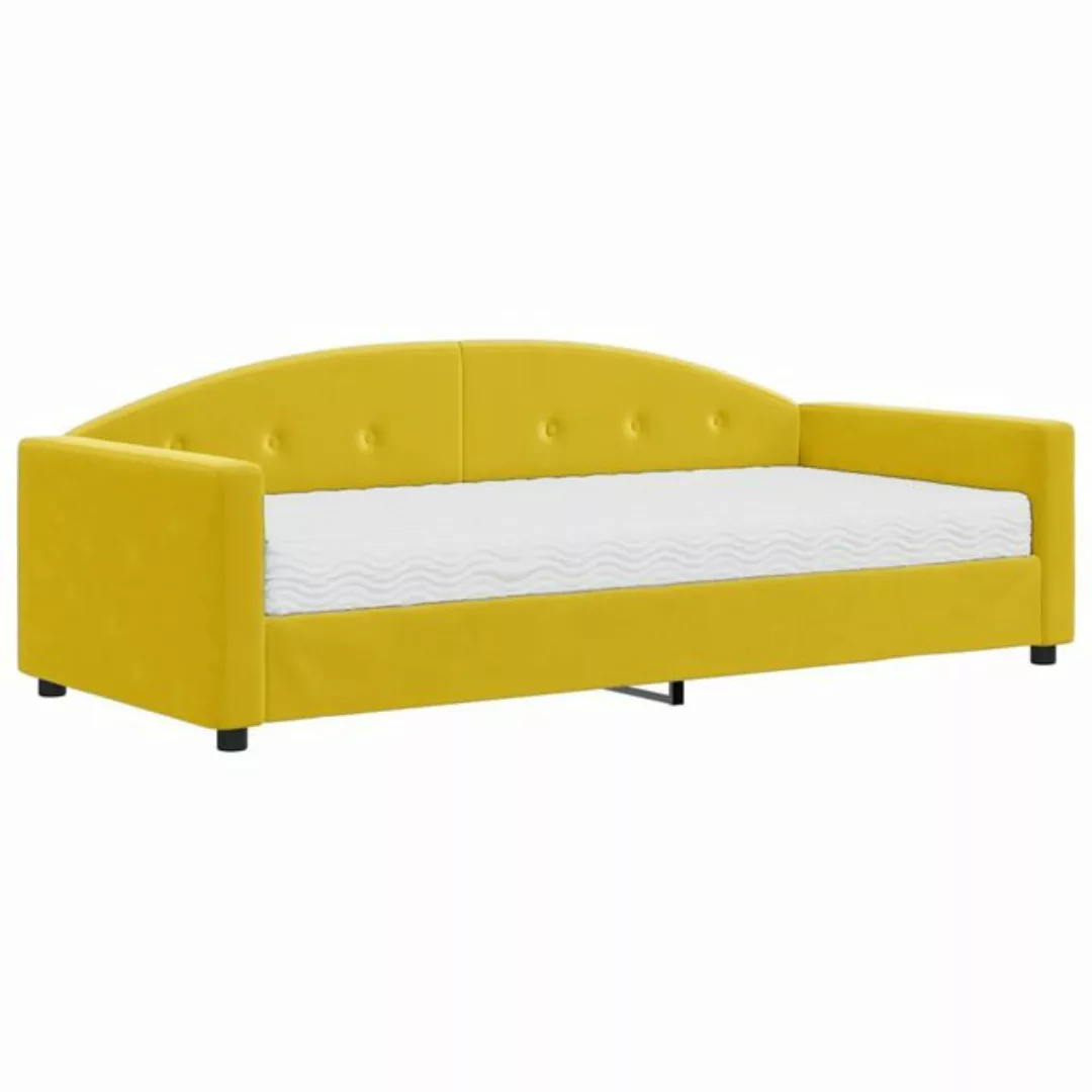 vidaXL Bett Tagesbett mit Matratze Gelb 90x200 cm Samt günstig online kaufen