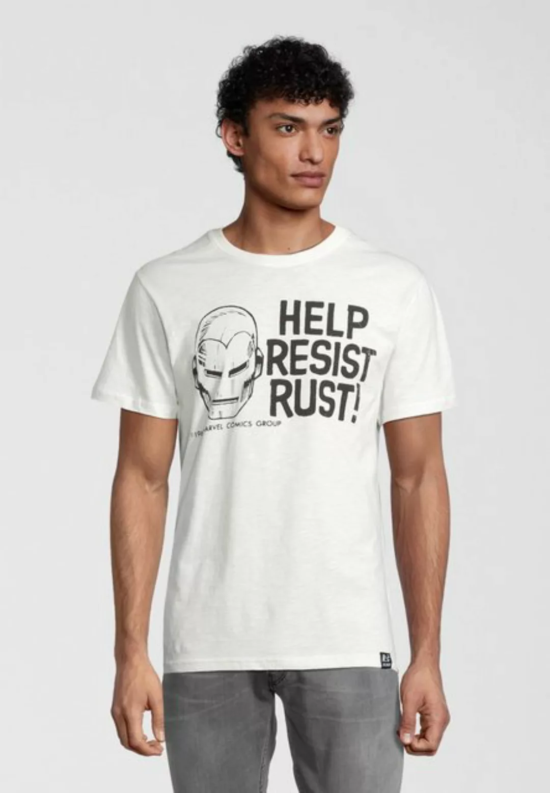 Recovered T-Shirt Marvel Help Resist Rust Ecru GOTS zertifizierte Bio-Baumw günstig online kaufen