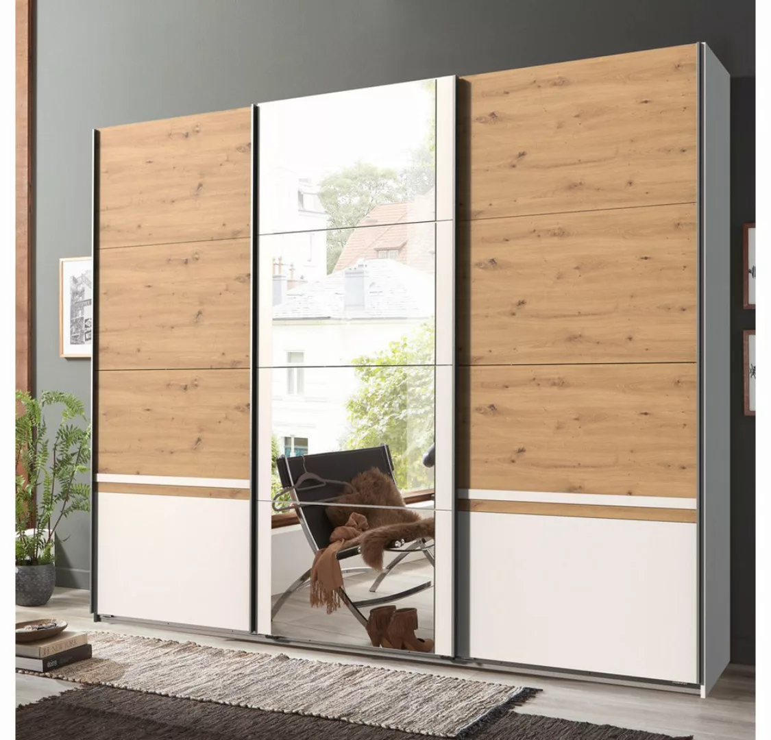 Lomadox Kleiderschrank GRANADA-43 Schlafzimmer mit Spiegel in weiß mit Arti günstig online kaufen