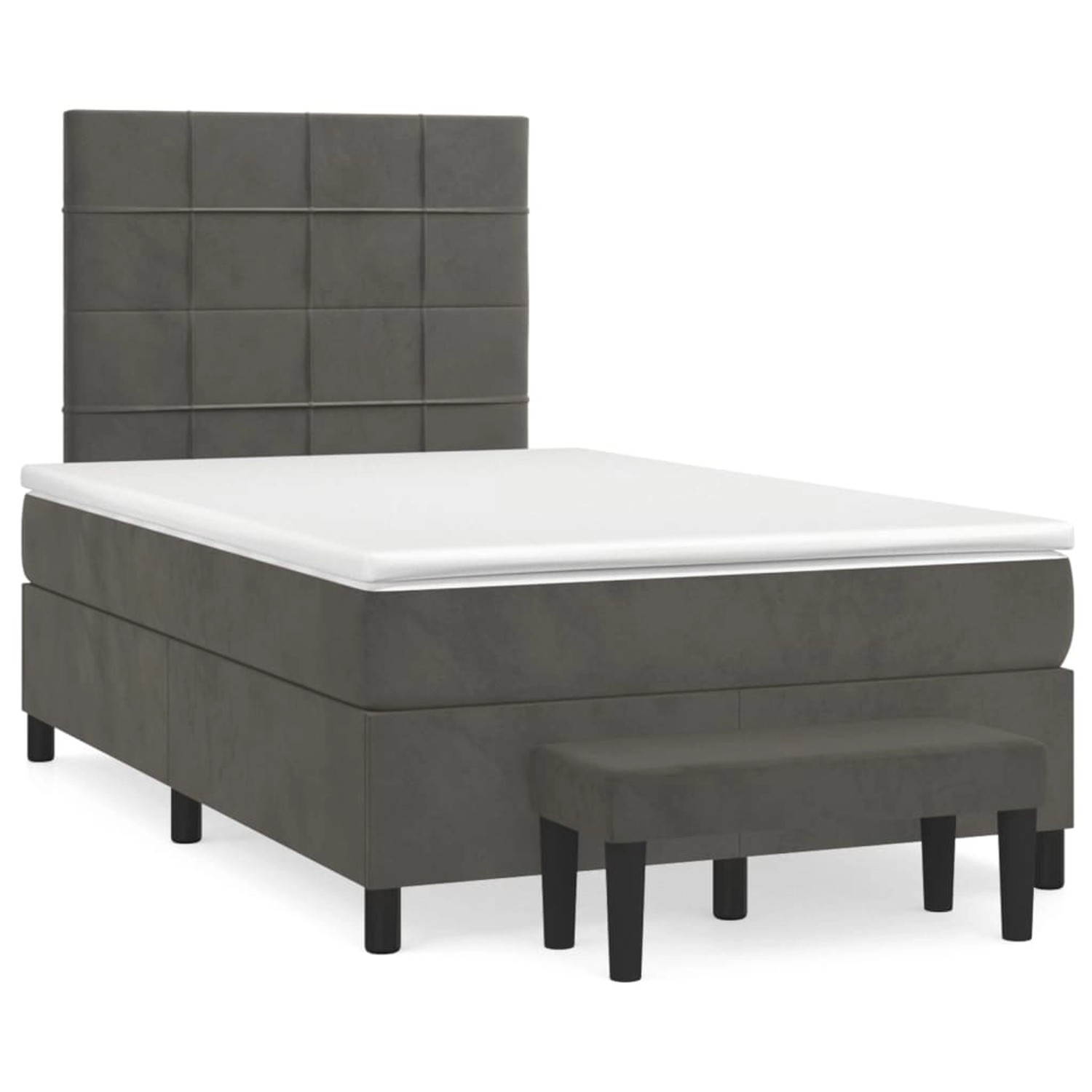 vidaXL Boxspringbett Boxspringbett mit Matratze Dunkelgrau 120x200 cm Samt günstig online kaufen