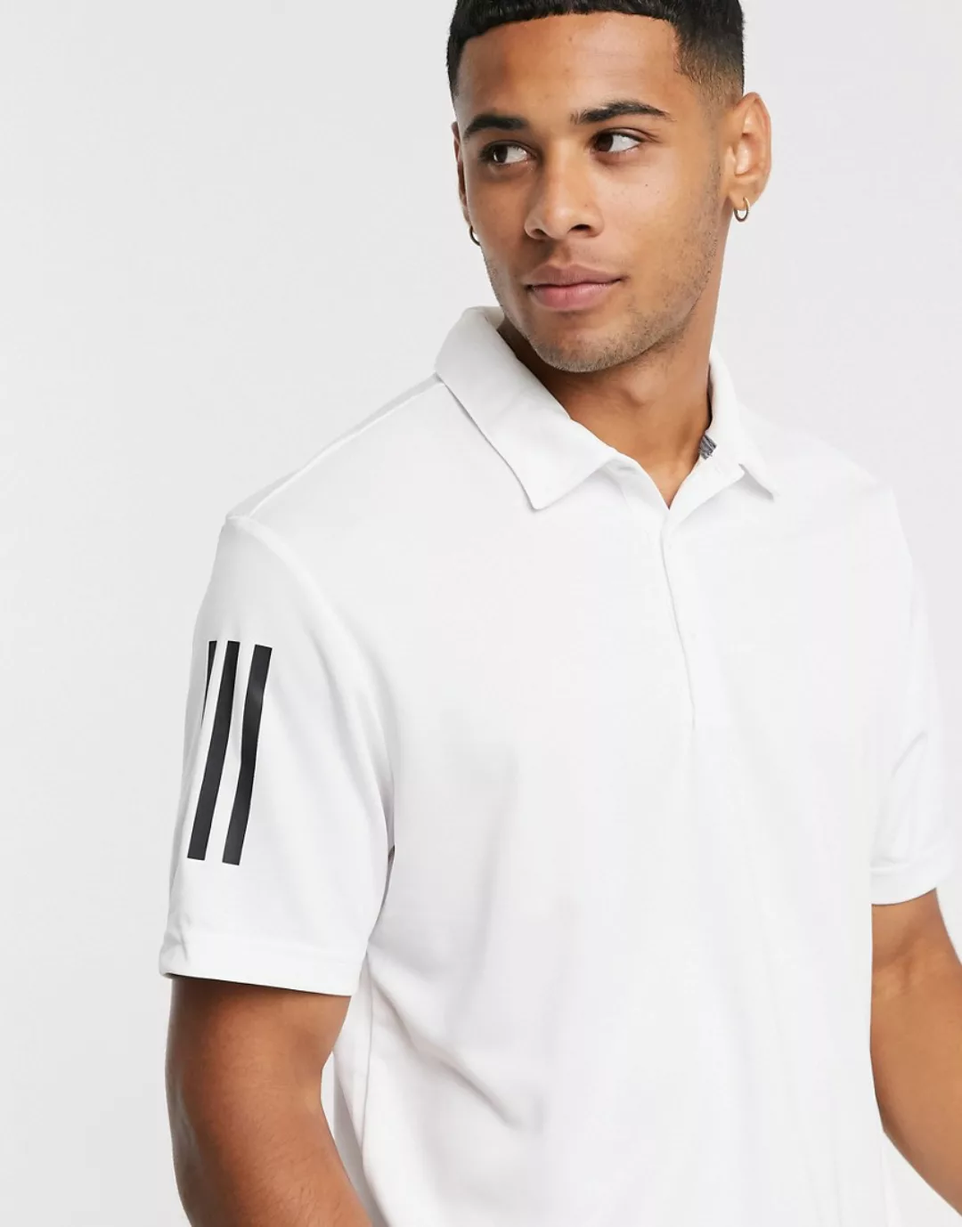 adidas Golf – Weißes Polohemd mit drei Streifen günstig online kaufen
