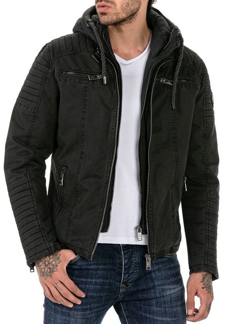 RedBridge Regenjacke mit abnehmbarer Kapuze im beliebten Biker-Stil günstig online kaufen