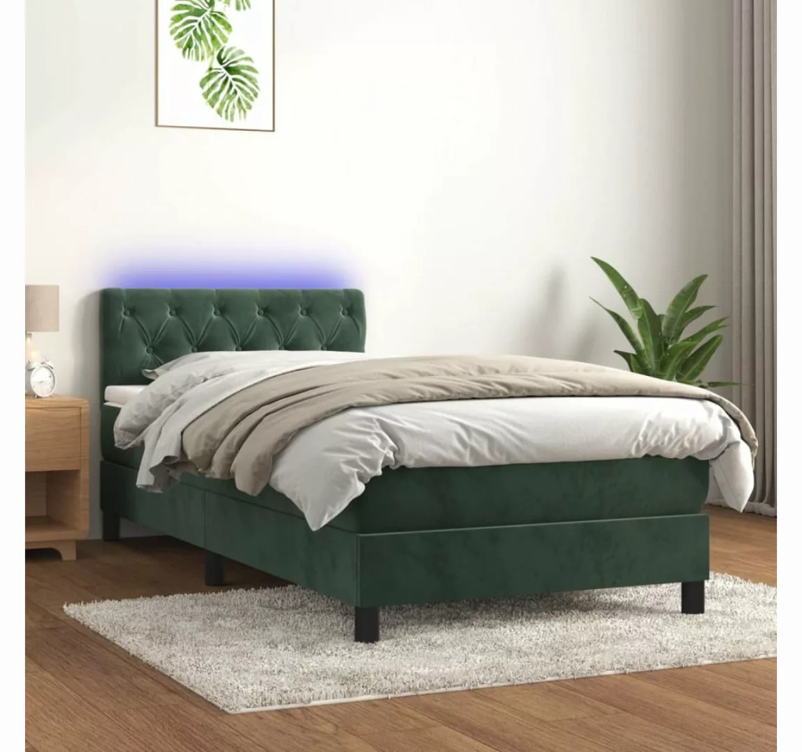 vidaXL Boxspringbett Bett Boxspringbett mit Matratze & LED Samt (80 x 200 c günstig online kaufen