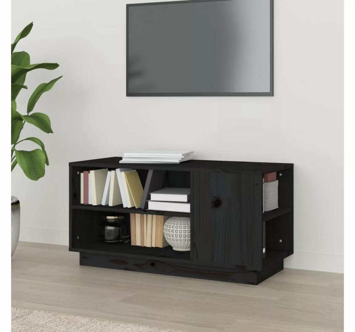 furnicato TV-Schrank Schwarz 80x35x40,5 cm Massivholz Kiefer günstig online kaufen
