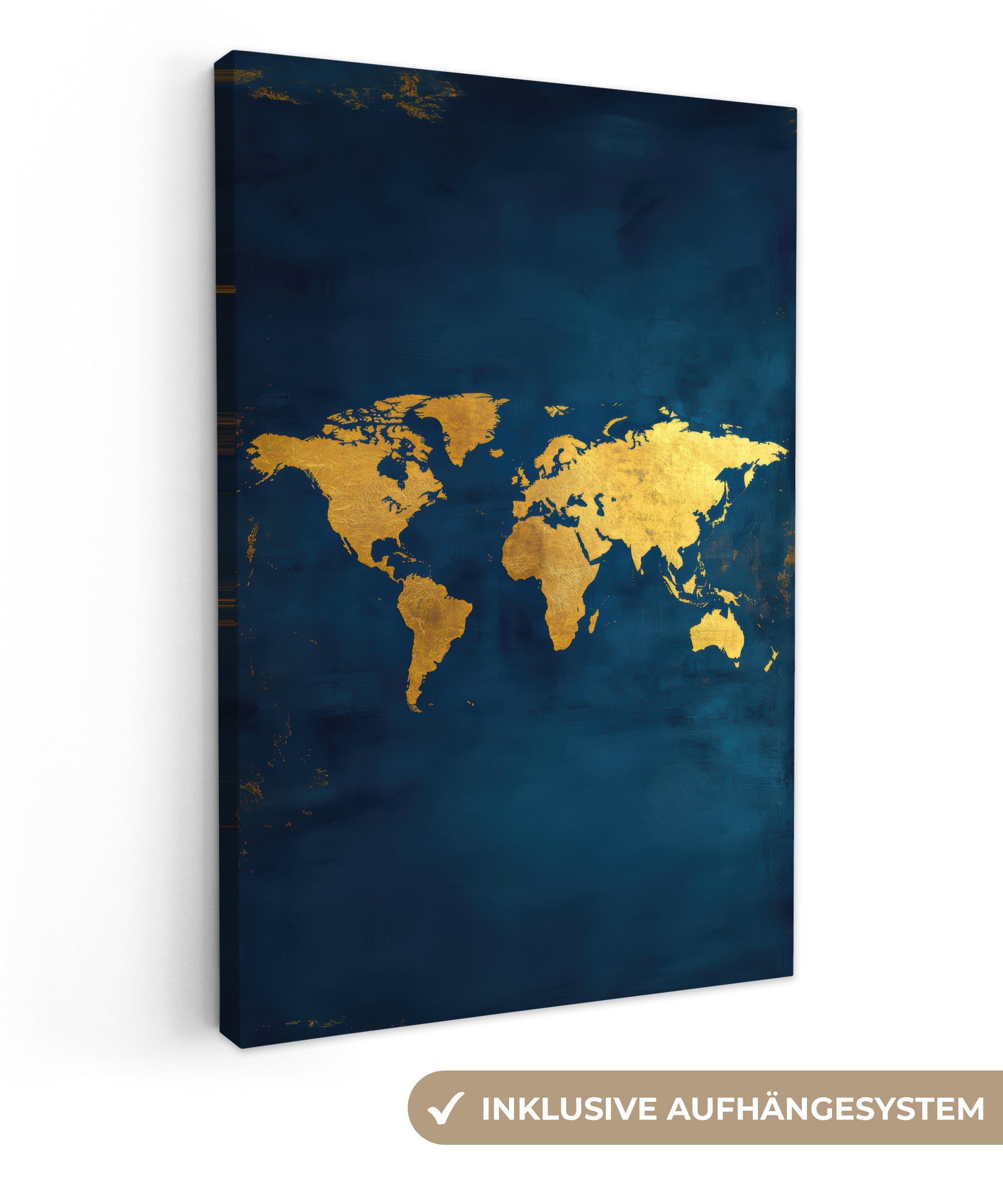OneMillionCanvasses® Leinwandbild Weltkarte - Gold - günstig online kaufen