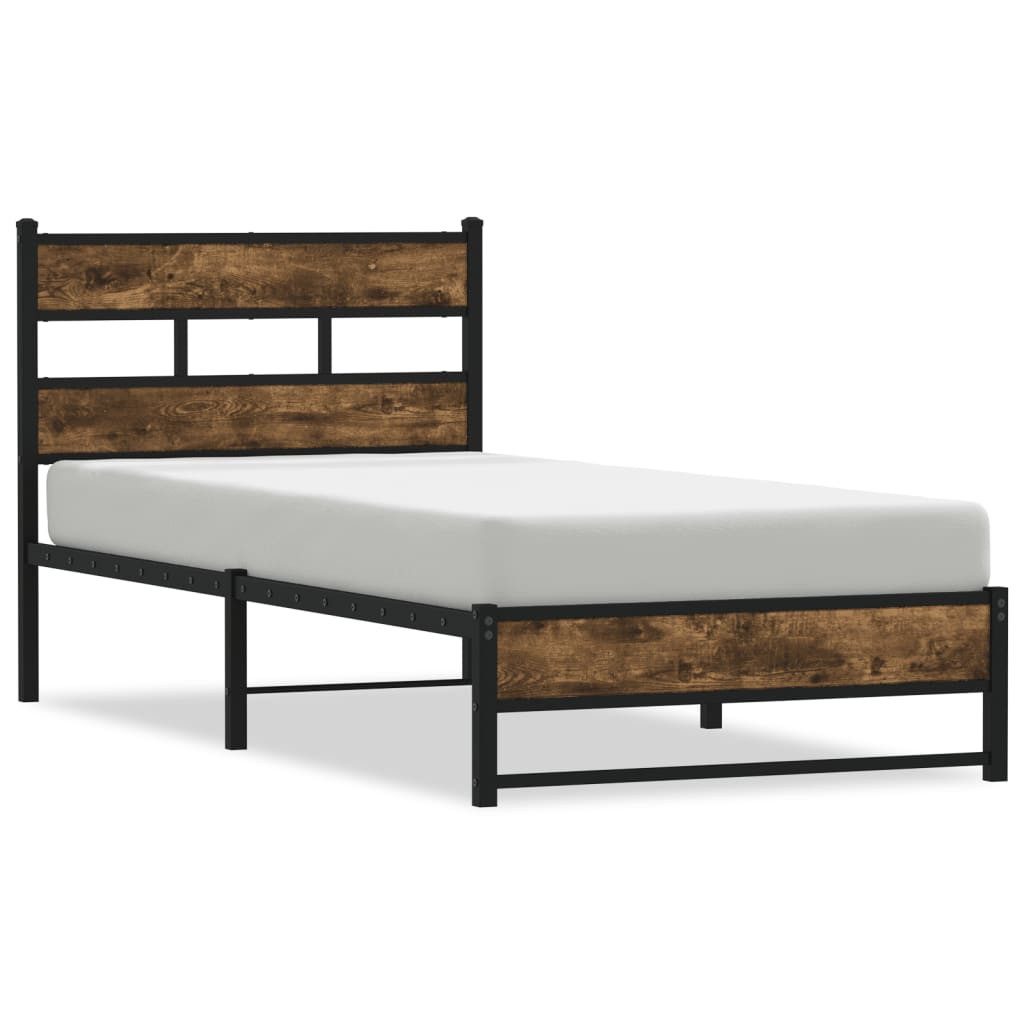 vidaXL Bett Metallbett ohne Matratze Räuchereiche günstig online kaufen