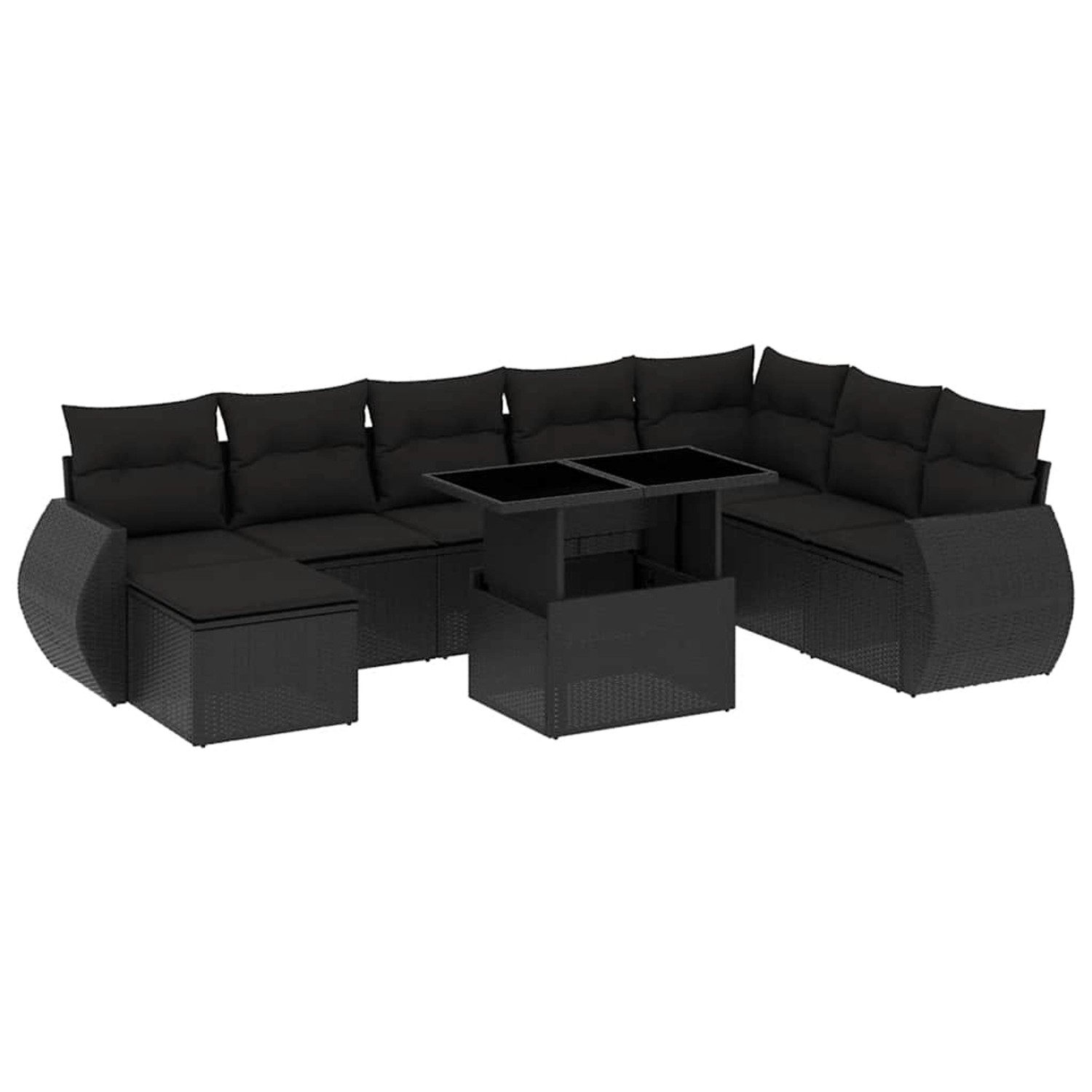 vidaXL 9-Tlg Garten-Sofagarnitur mit Kissen Schwarz Poly Rattan 3268725 günstig online kaufen