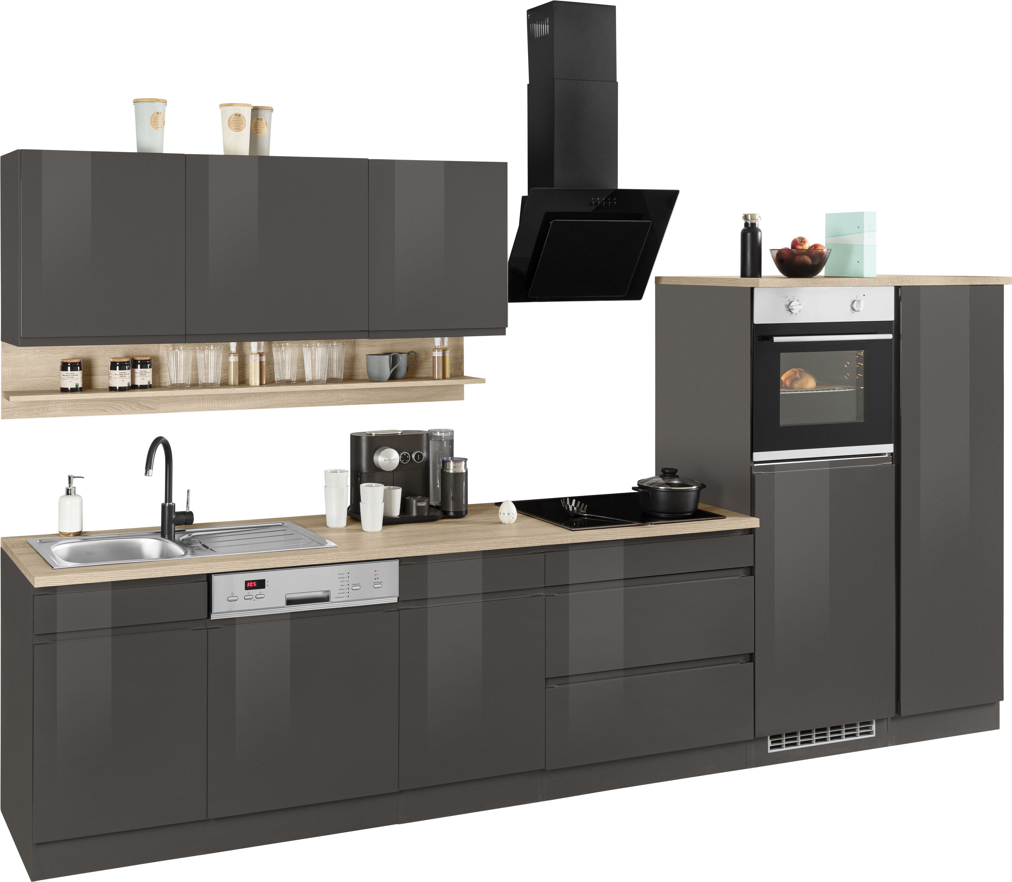 Kochstation Küche "KS-Virginia", Breite 350 cm, mit Glaskeramik-oder Indukt günstig online kaufen