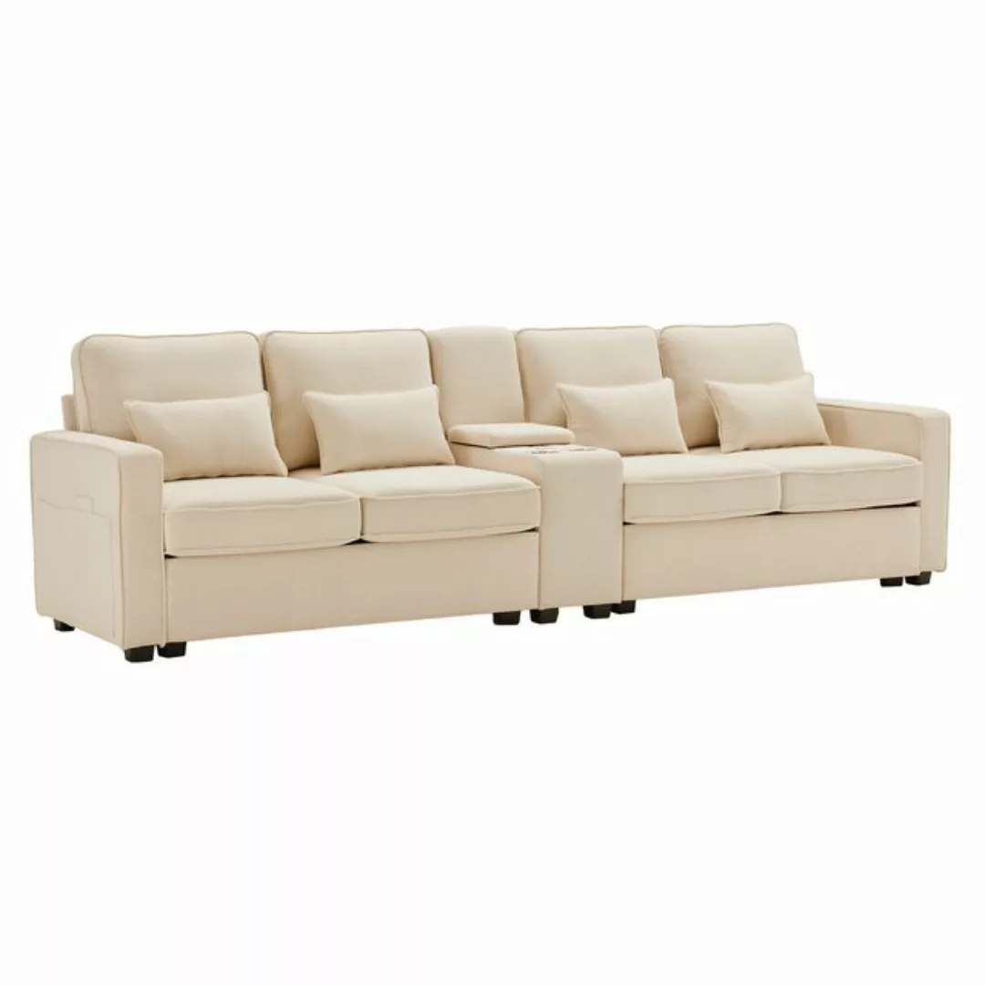 Odikalo 4-Sitzer Wohnzimmersofa Leinenstoff Viersitzer-Sofa Armlehnentasche günstig online kaufen