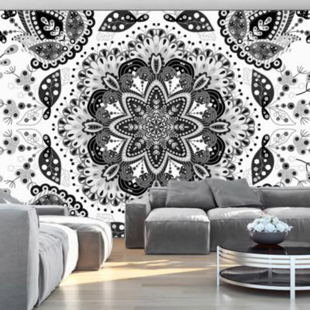 artgeist Fototapete Black and white kaleidoscope schwarz/weiß Gr. 200 x 140 günstig online kaufen
