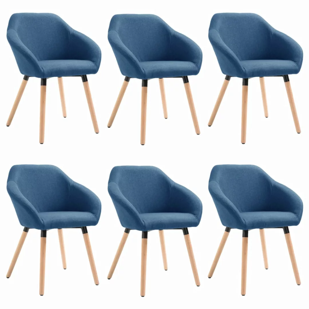 Esszimmerstühle 6 Stk. Blau Stoff günstig online kaufen