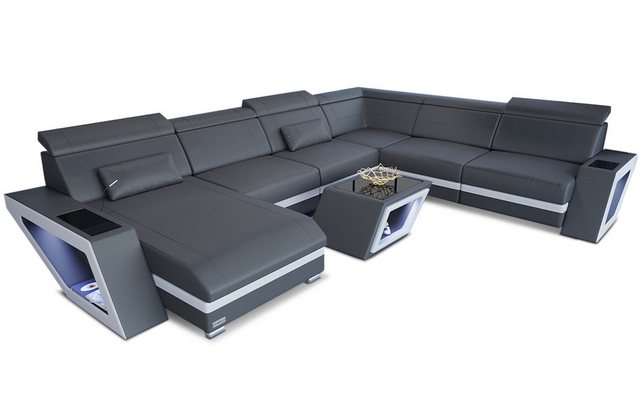 Sofa Dreams Wohnlandschaft Leder Sofa Couch Catania XXL U Form Ledersofa, m günstig online kaufen