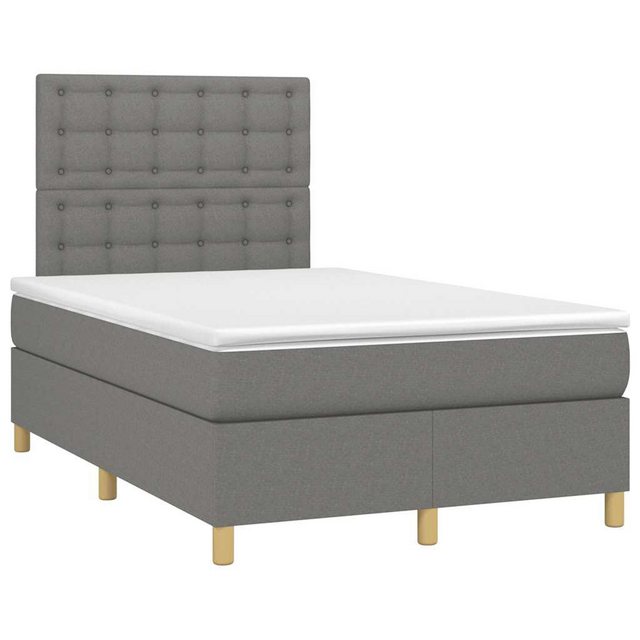 vidaXL Bett Boxspringbett mit Matratze & LED Dunkelgrau 120x190 cm Stoff günstig online kaufen