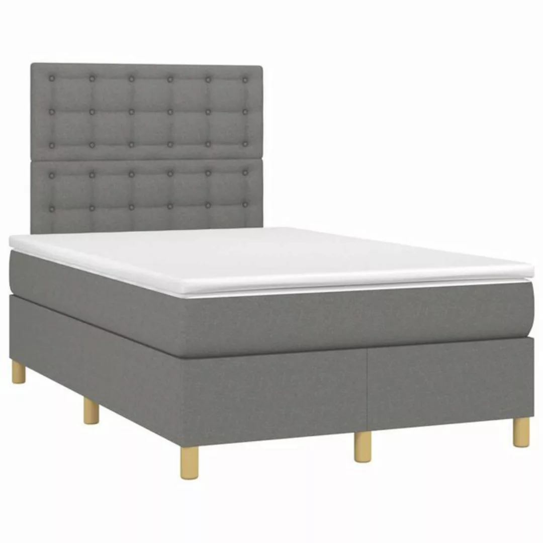 vidaXL Bett Boxspringbett mit Matratze & LED Dunkelgrau 120x190 cm Stoff günstig online kaufen