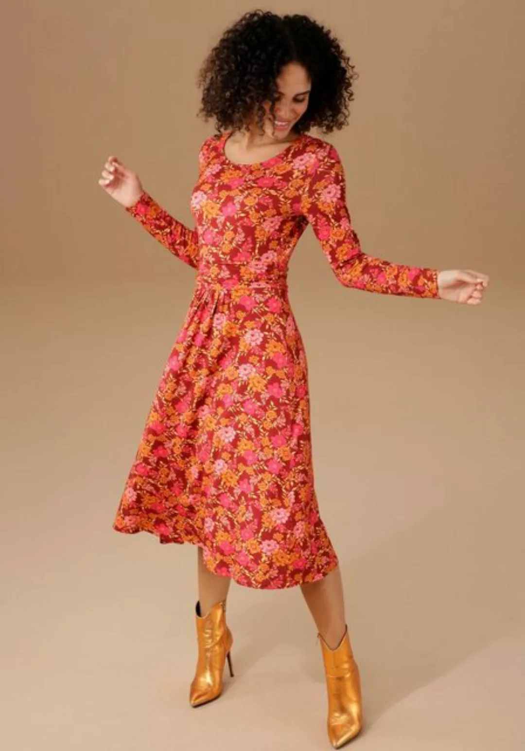 Aniston CASUAL Jerseykleid mit romantischem Blumendruck günstig online kaufen