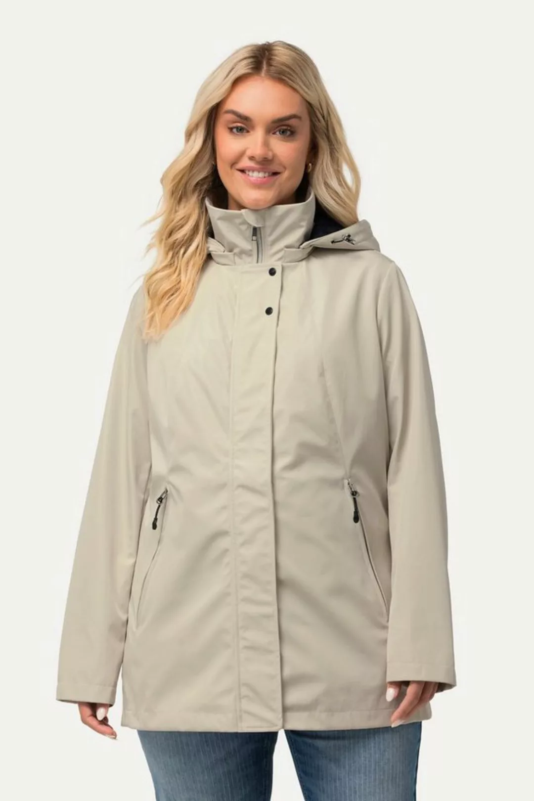 Ulla Popken Outdoorjacke HYPRAR Funktionsjacke wasserabweisend Kapuze günstig online kaufen