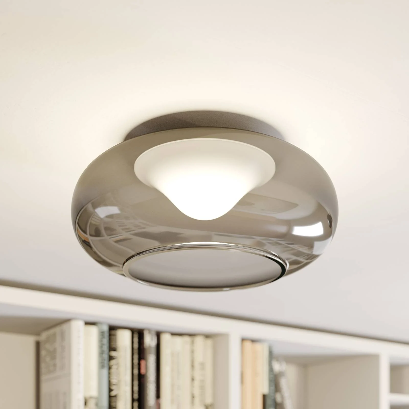 Glas-LED-Deckenlampe Mijo in Rauchgrau günstig online kaufen