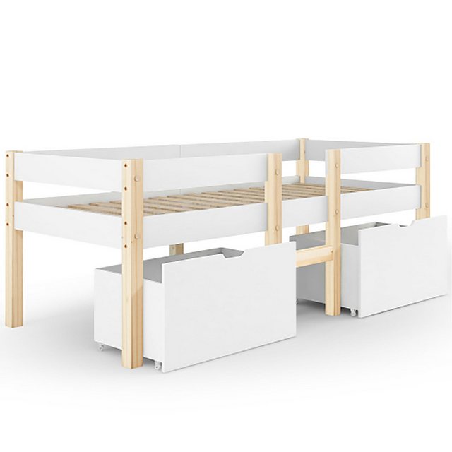 Celya Kinderbett 90x190CM Bett mit Rausfallschutz, Kiefer-Vollholz günstig online kaufen